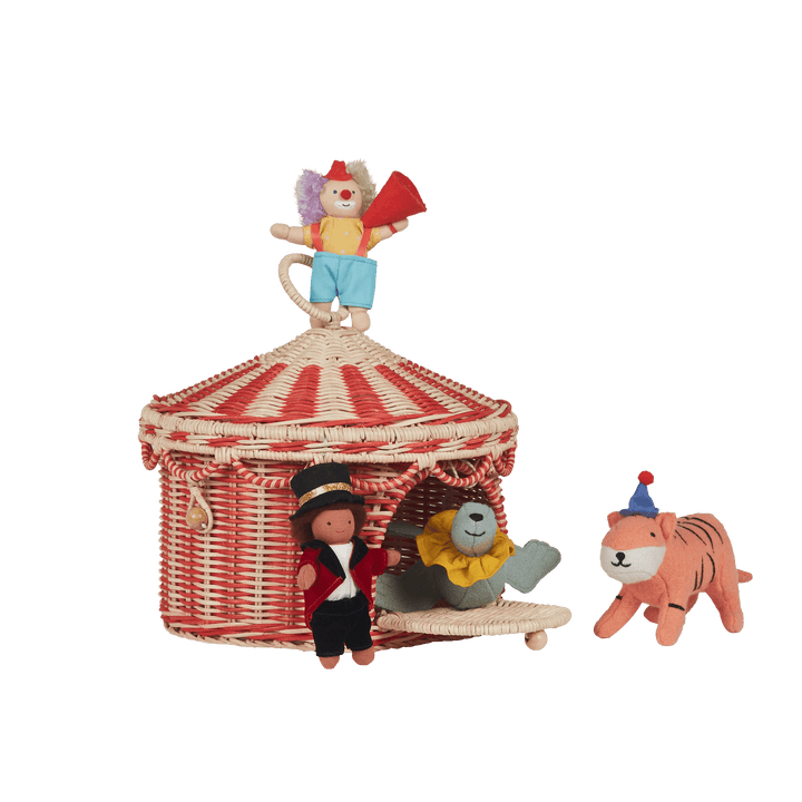 Olli Ella Circus Tent Basket - Red/Straw