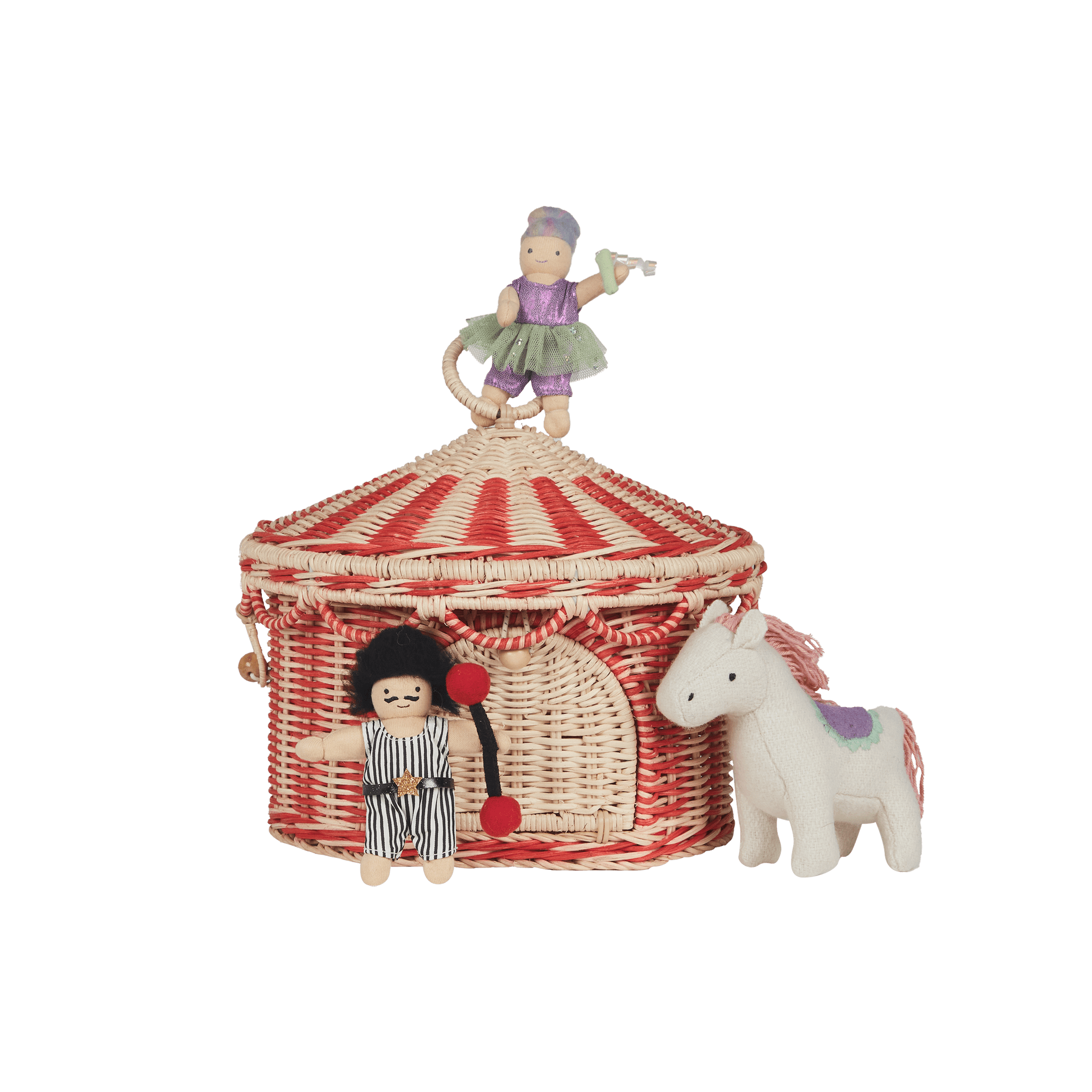 Olli Ella Circus Tent Basket - Red/Straw