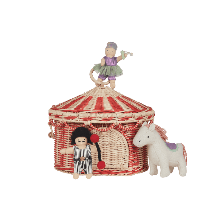 Olli Ella Circus Tent Basket - Red/Straw