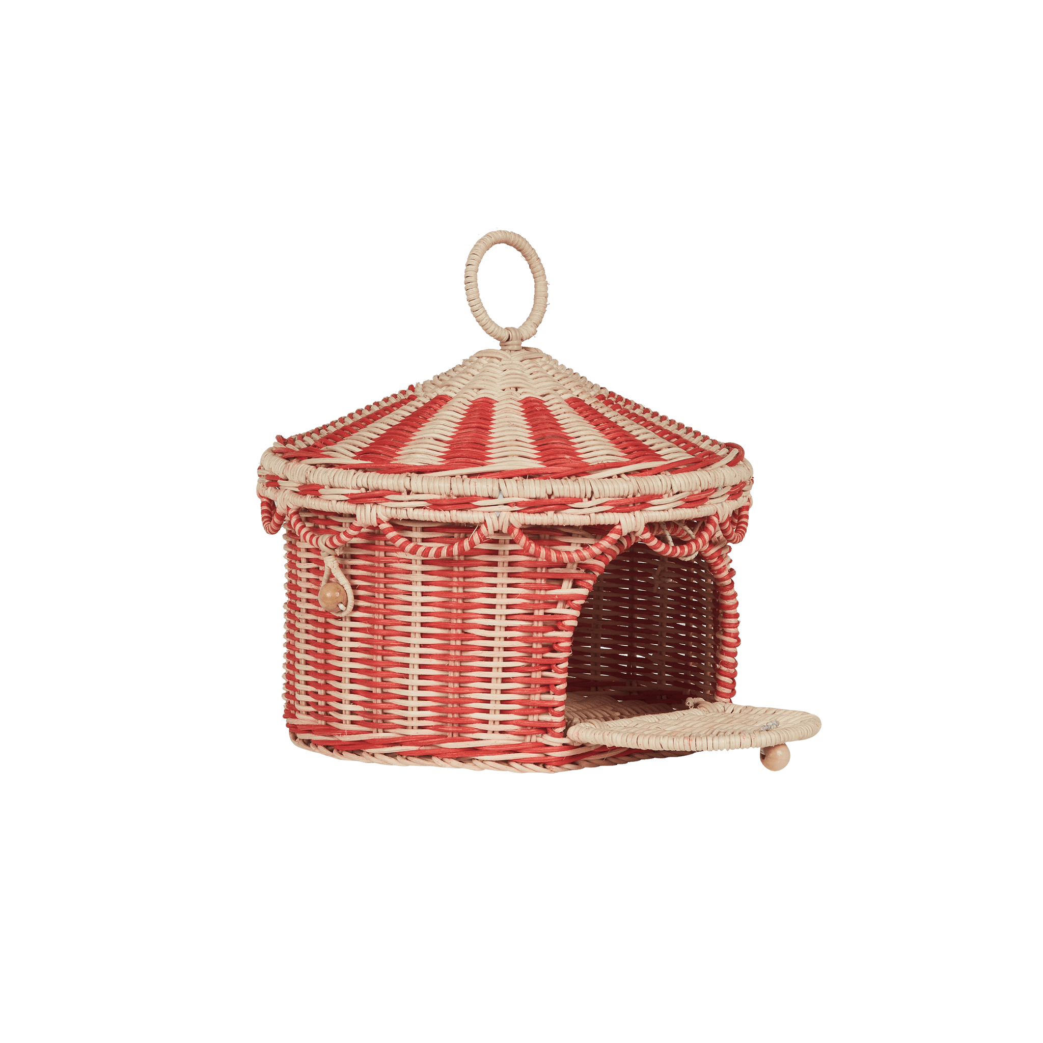 Olli Ella Circus Tent Basket - Red/Straw