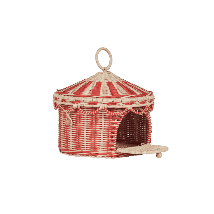 Olli Ella Circus Tent Basket - Red/Straw