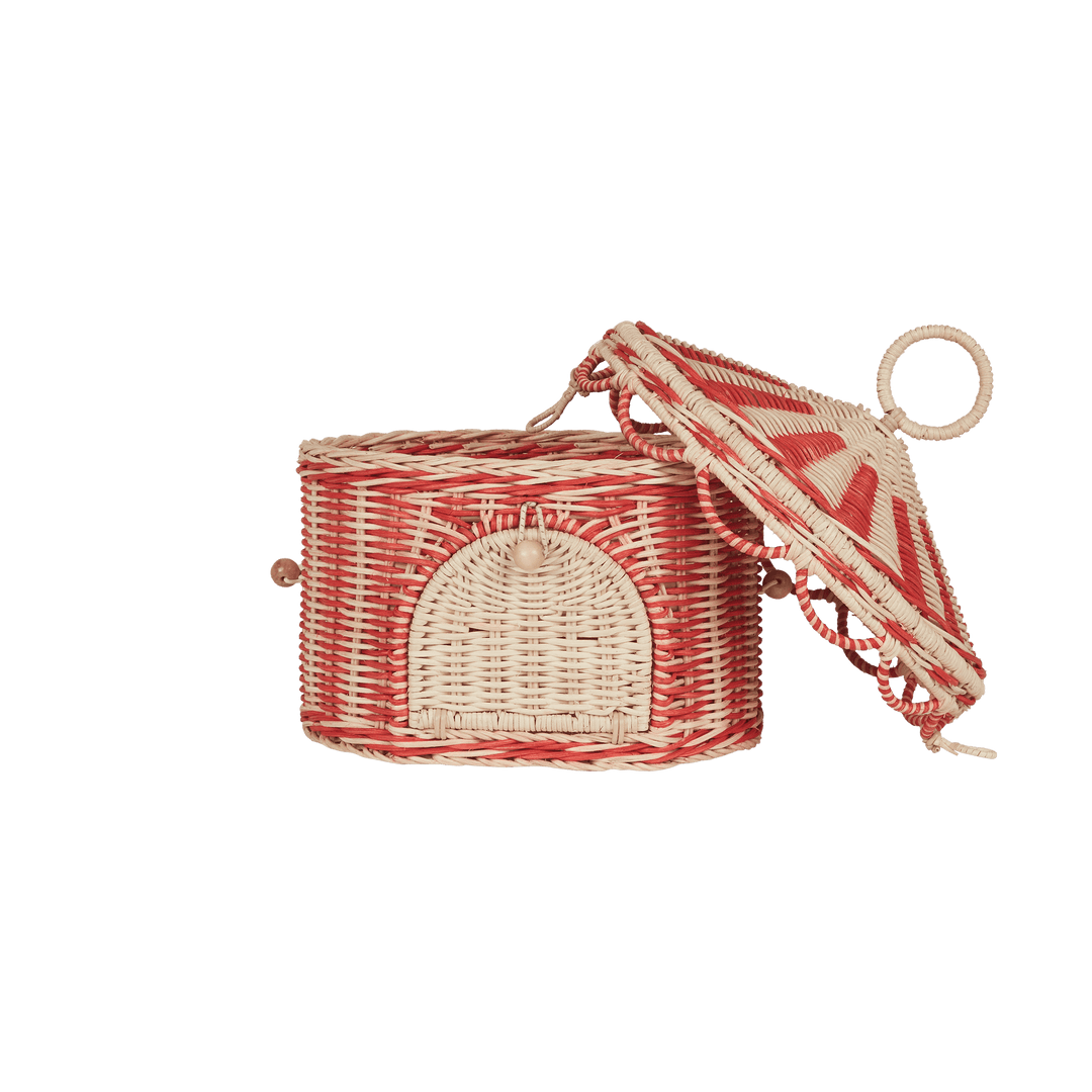 Olli Ella Circus Tent Basket - Red/Straw