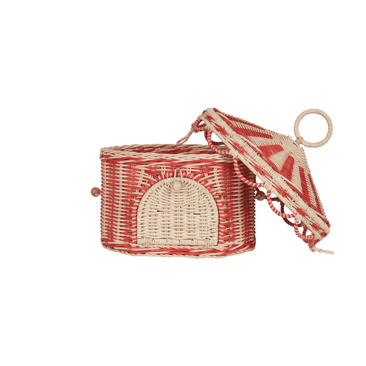 Olli Ella Circus Tent Basket - Red/Straw