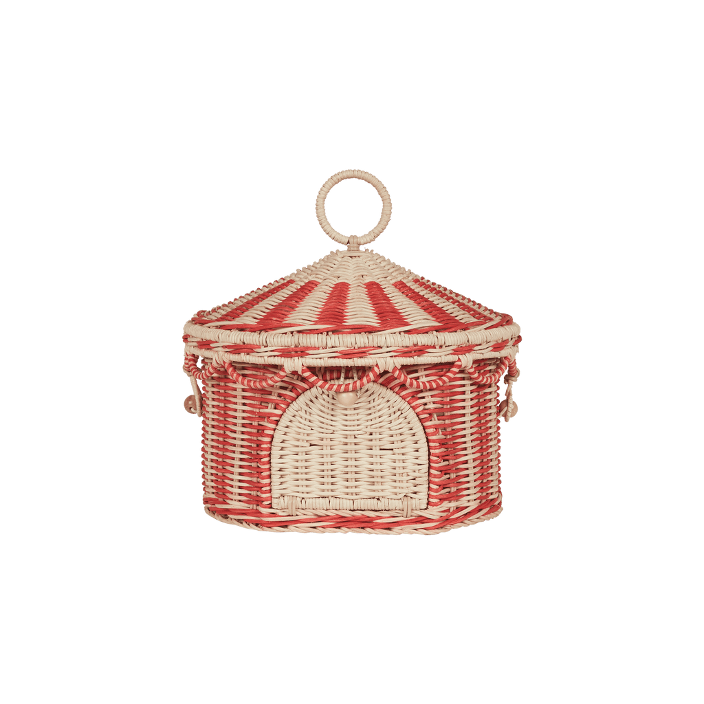 Olli Ella Circus Tent Basket - Red/Straw