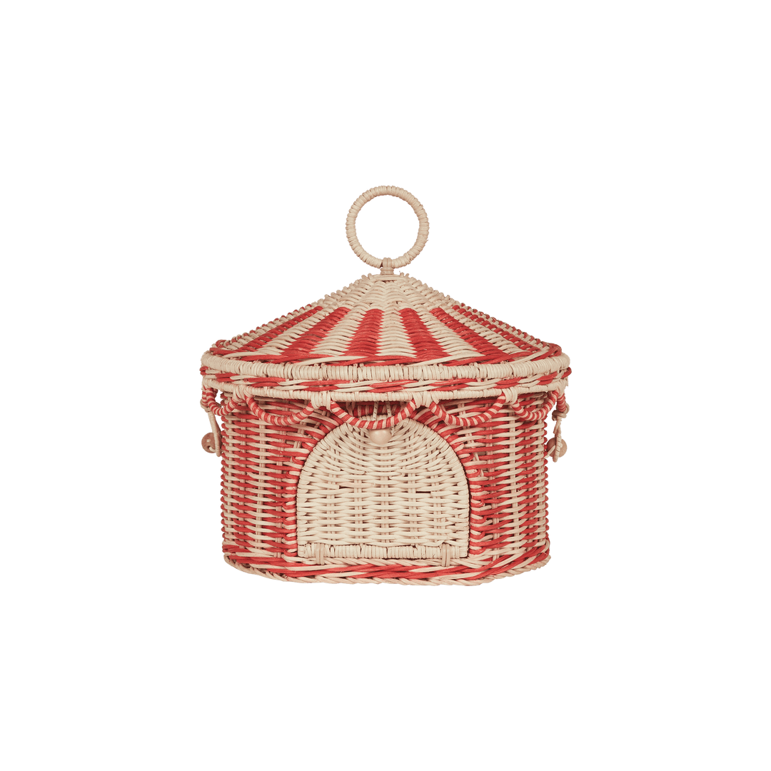 Olli Ella Circus Tent Basket - Red/Straw