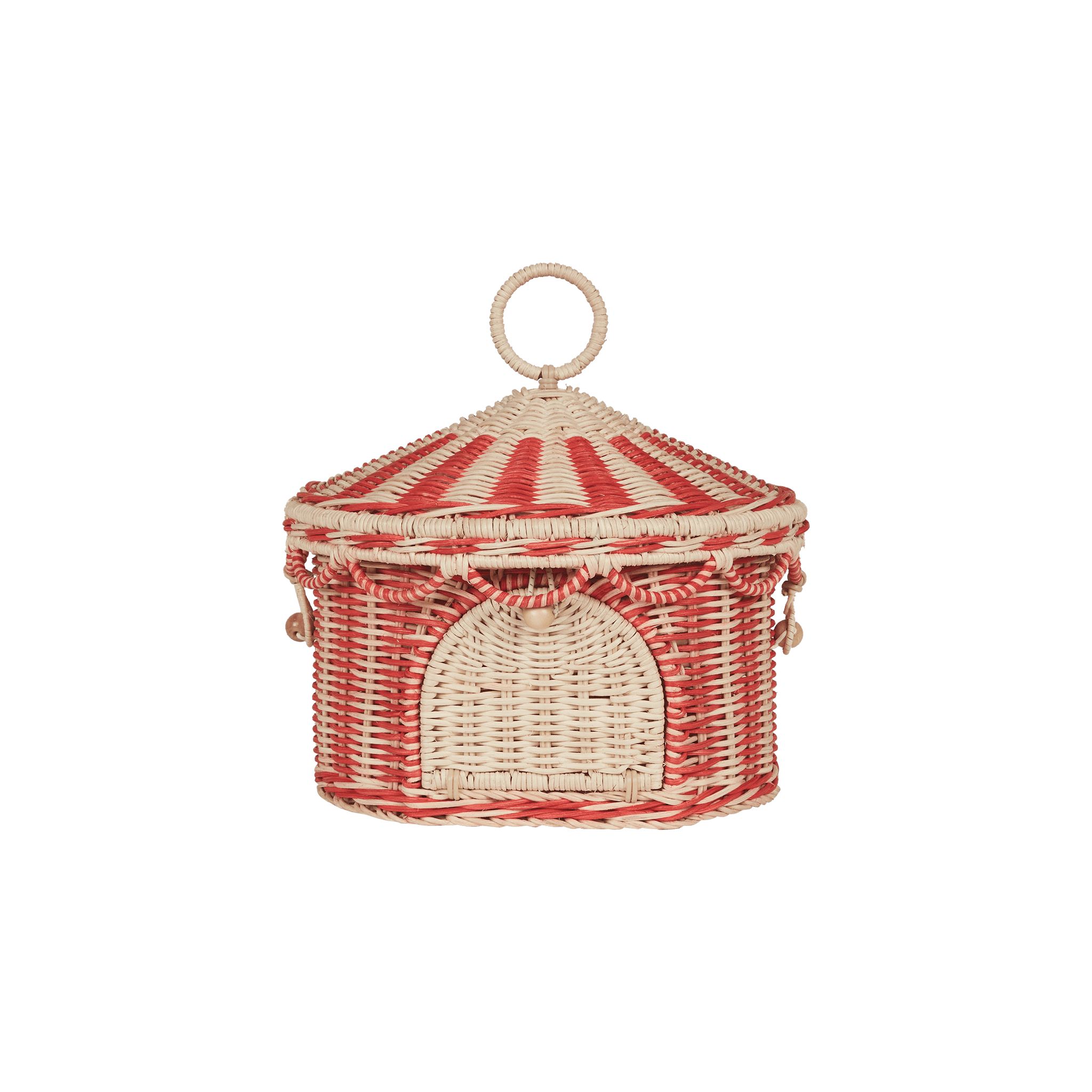 Olli Ella Circus Tent Basket - Red/Straw