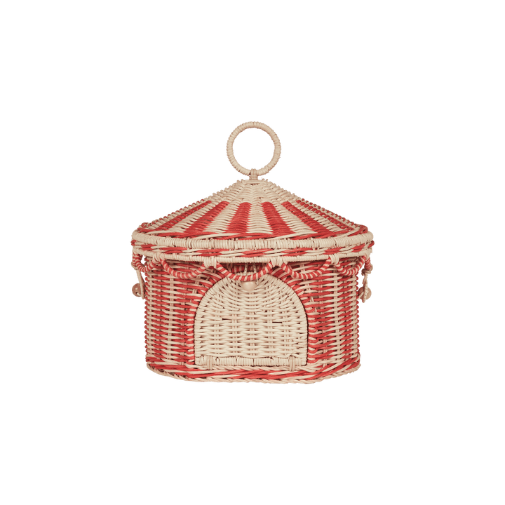 Olli Ella Circus Tent Basket - Red/Straw