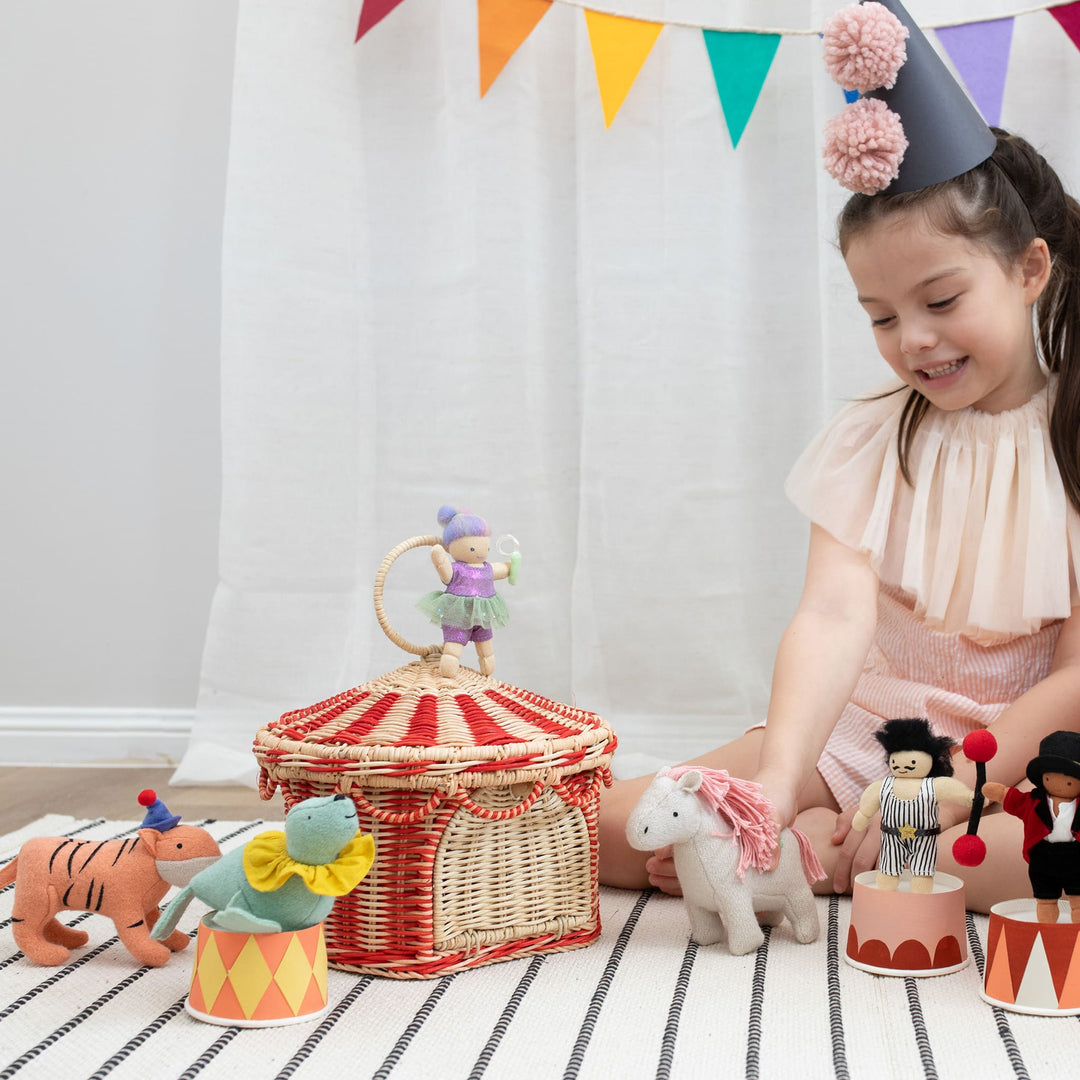 Olli Ella Circus Tent Basket - Red/Straw