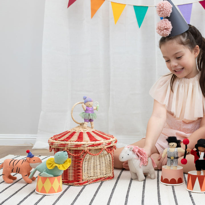 Olli Ella Circus Tent Basket - Red/Straw