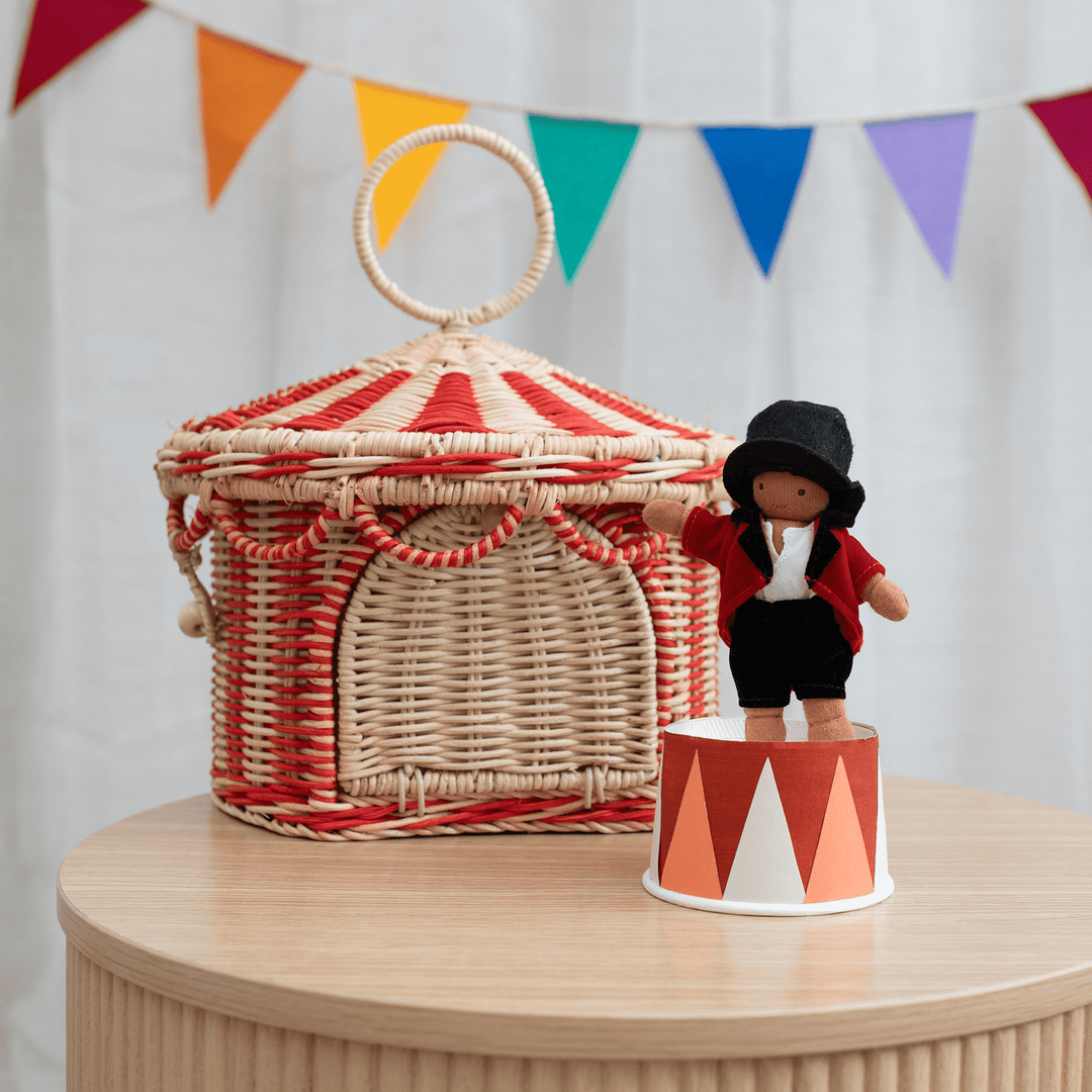 Olli Ella Circus Tent Basket - Red/Straw