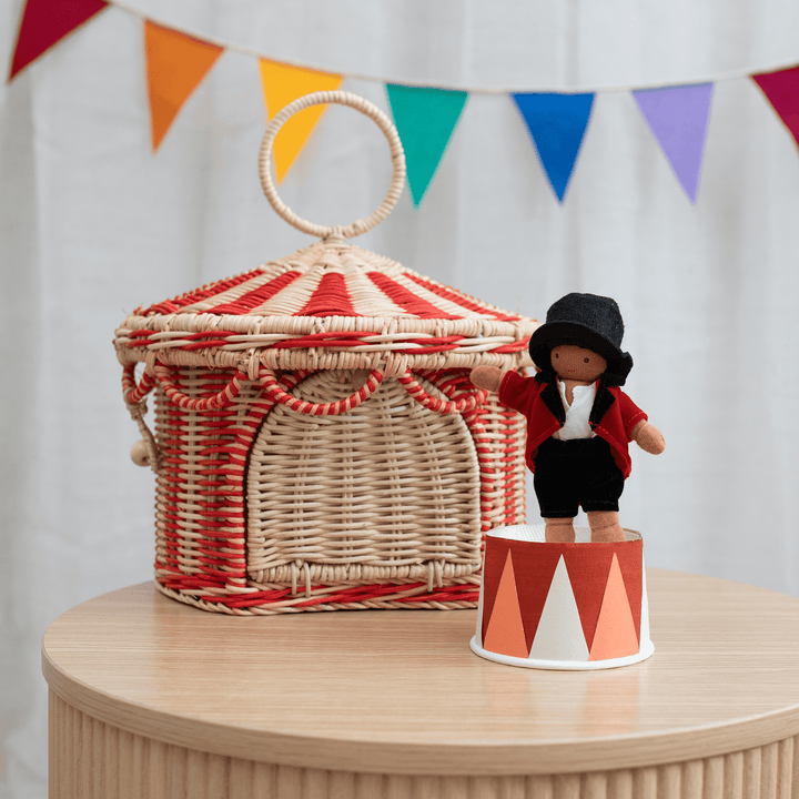 Olli Ella Circus Tent Basket - Red/Straw