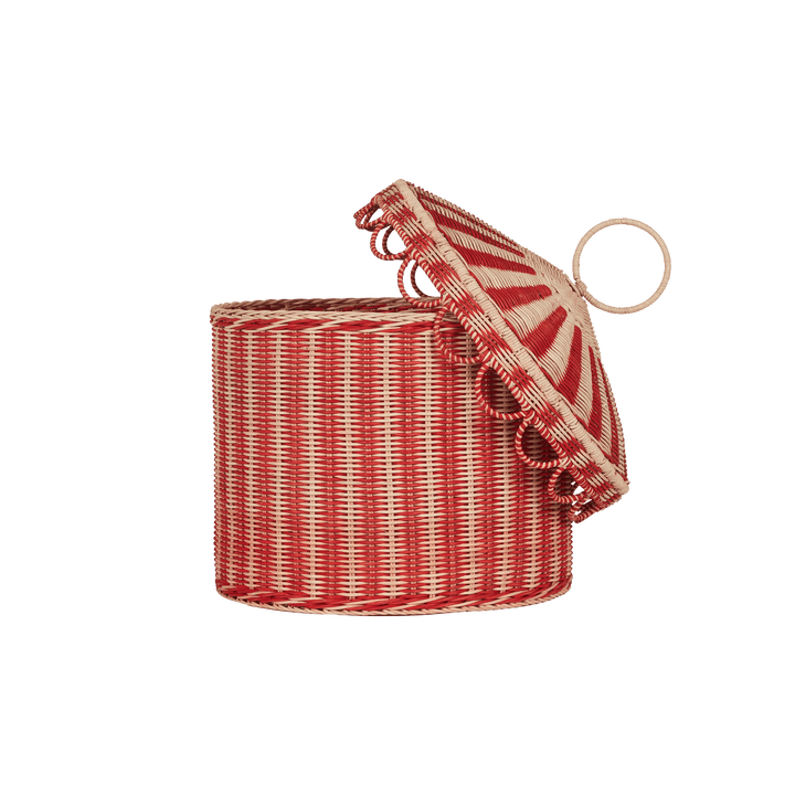 Olli Ella Circus Tent Toy Basket - Red/Straw