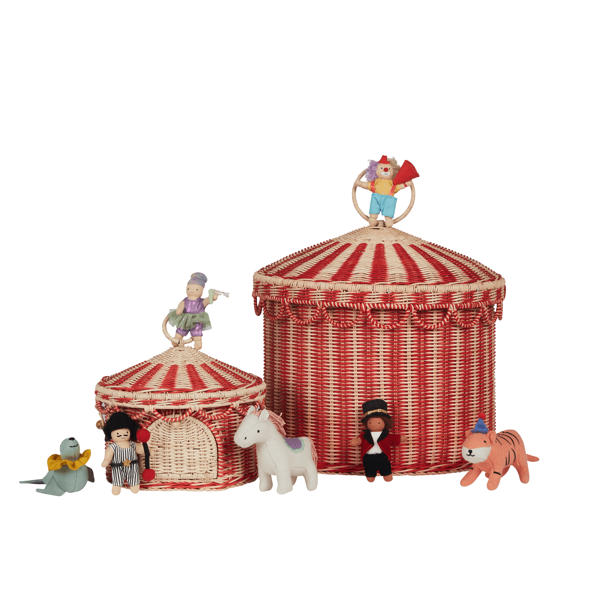 Olli Ella Circus Tent Toy Basket - Red/Straw
