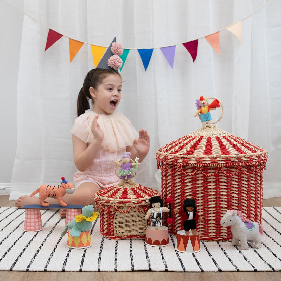 Olli Ella Circus Tent Toy Basket - Red/Straw