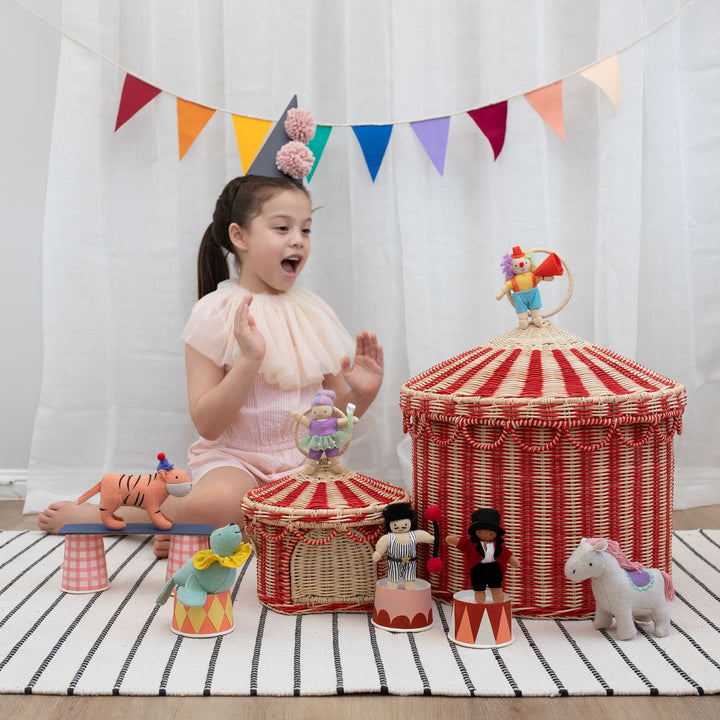 Olli Ella Circus Tent Toy Basket - Red/Straw