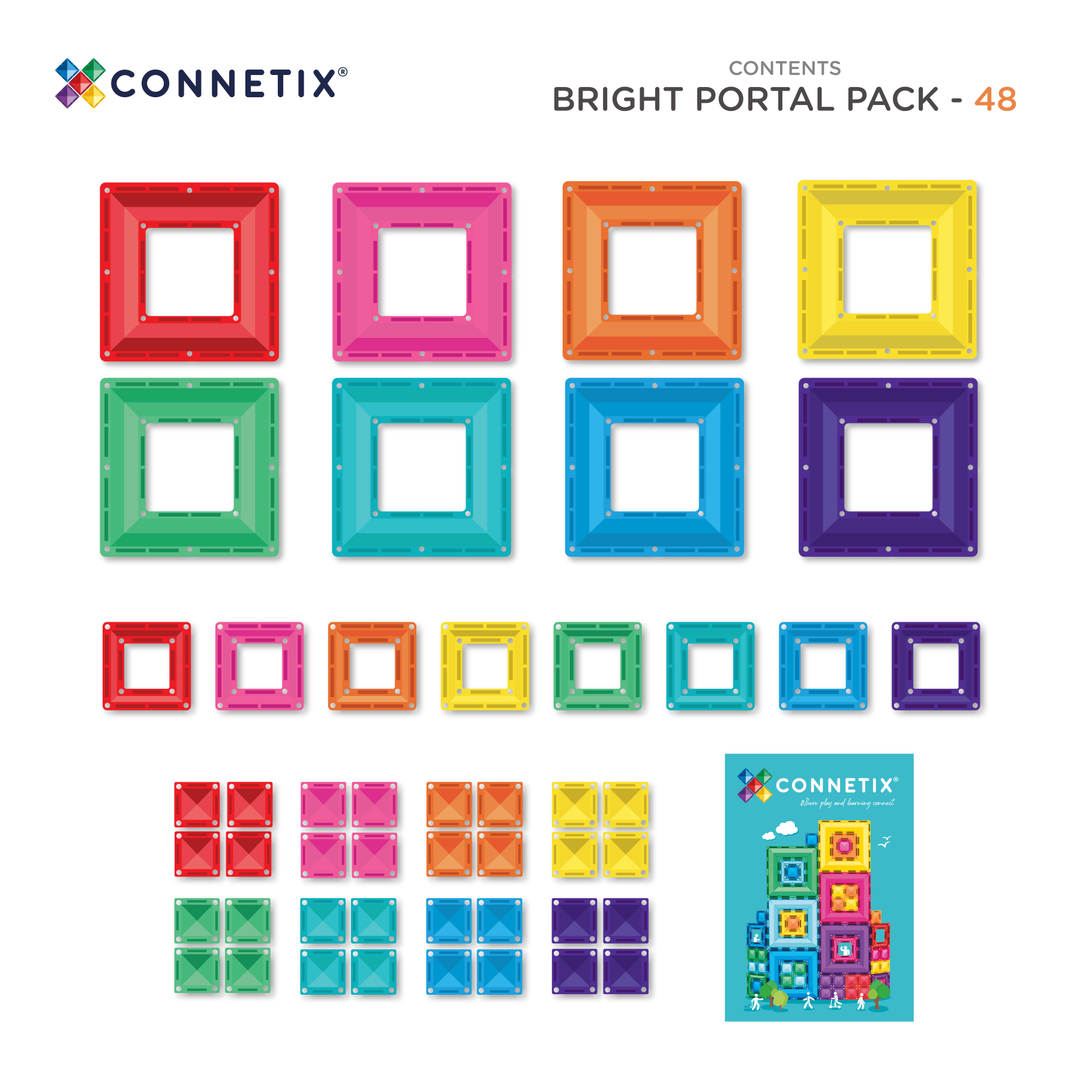 Connetix Tiles - 48 Piece Portal | Bright Pack