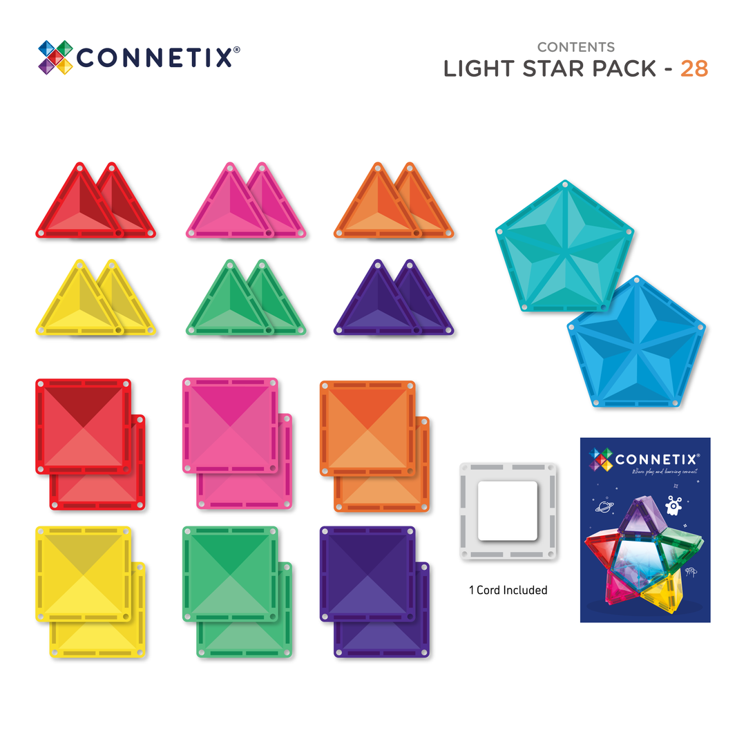 Connetix Tiles - 28 Piece Light |  Star Pack