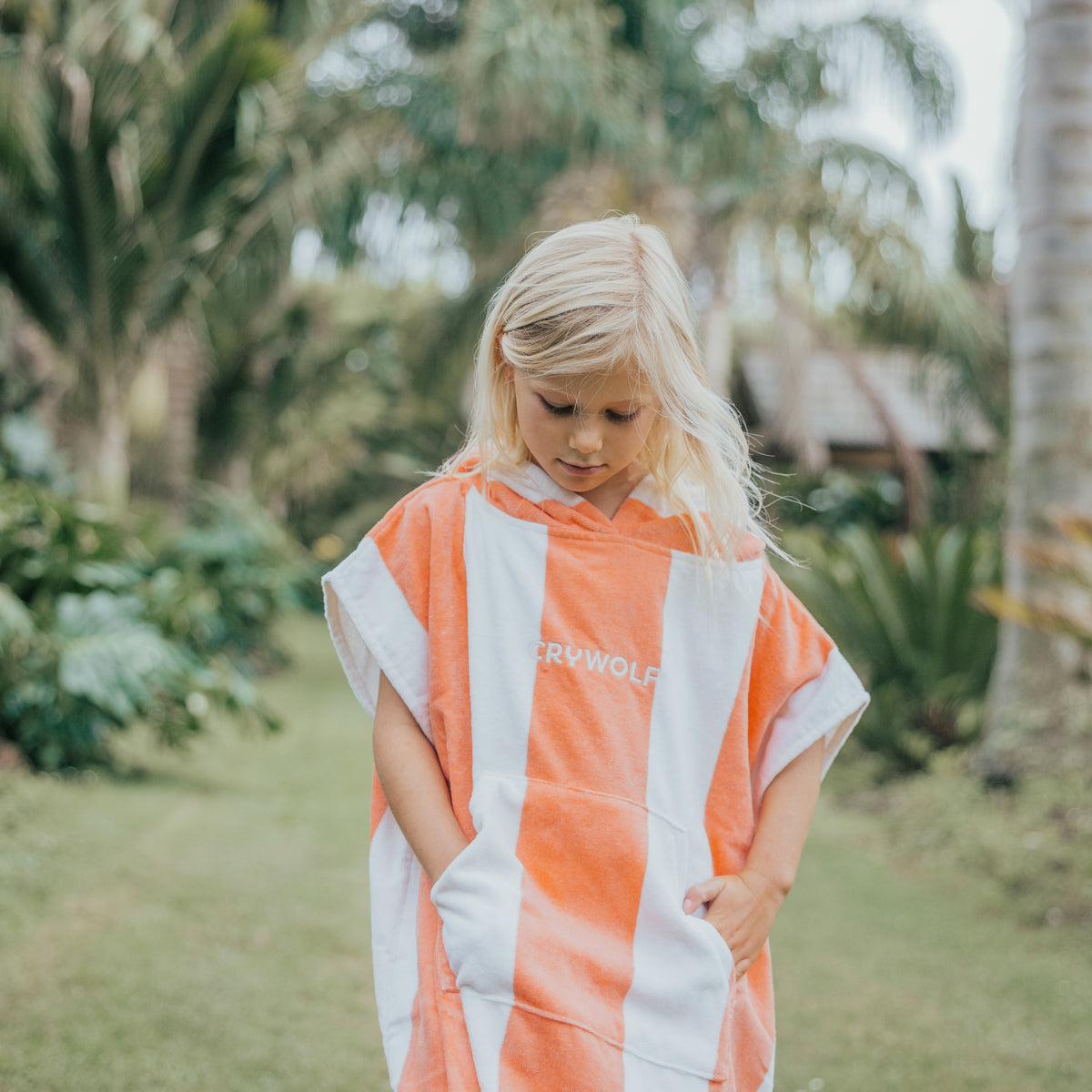 Hooded Towel - Coral Stripe