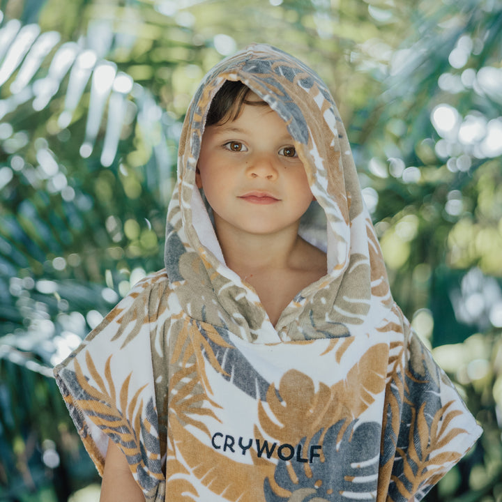 Crywolf Hooded Towel - Tan Monstera