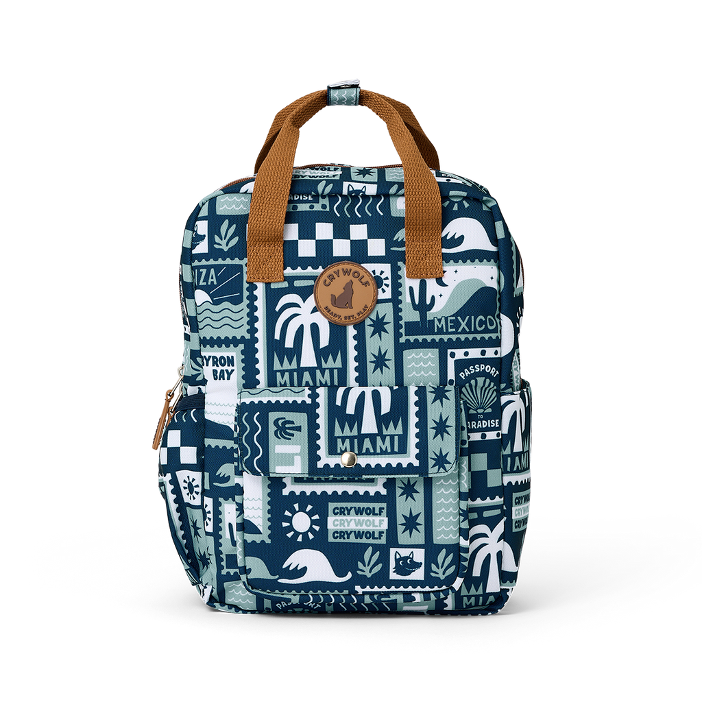 Mini Backpack - Blue Postcards