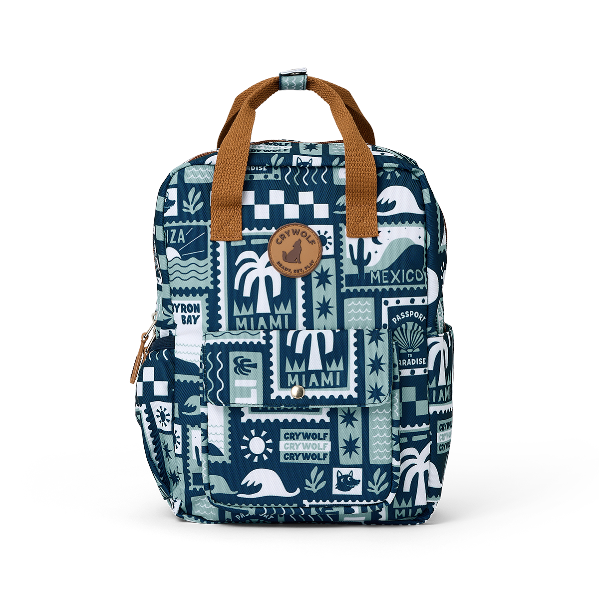 Mini Backpack - Blue Postcards