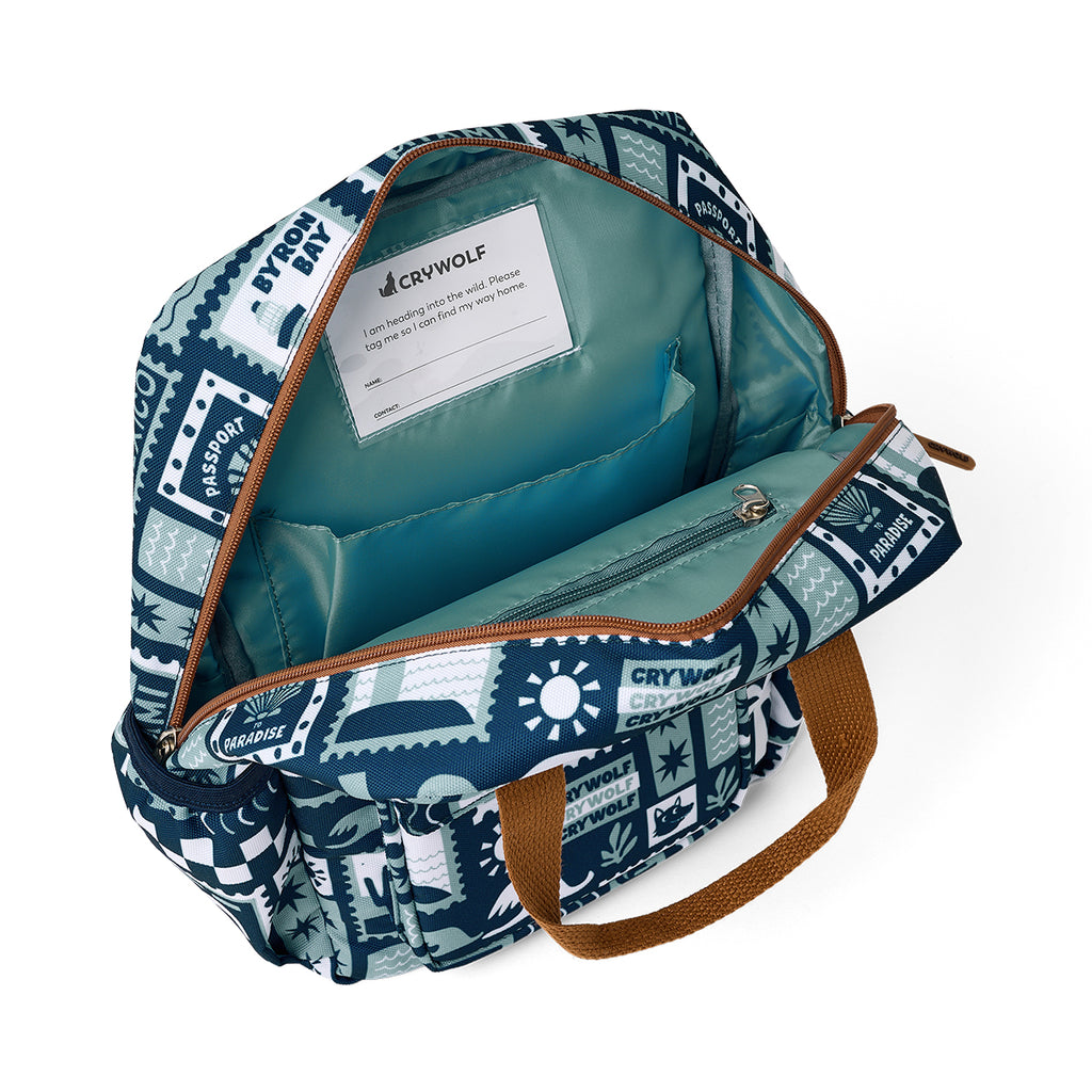 Mini Backpack - Blue Postcards