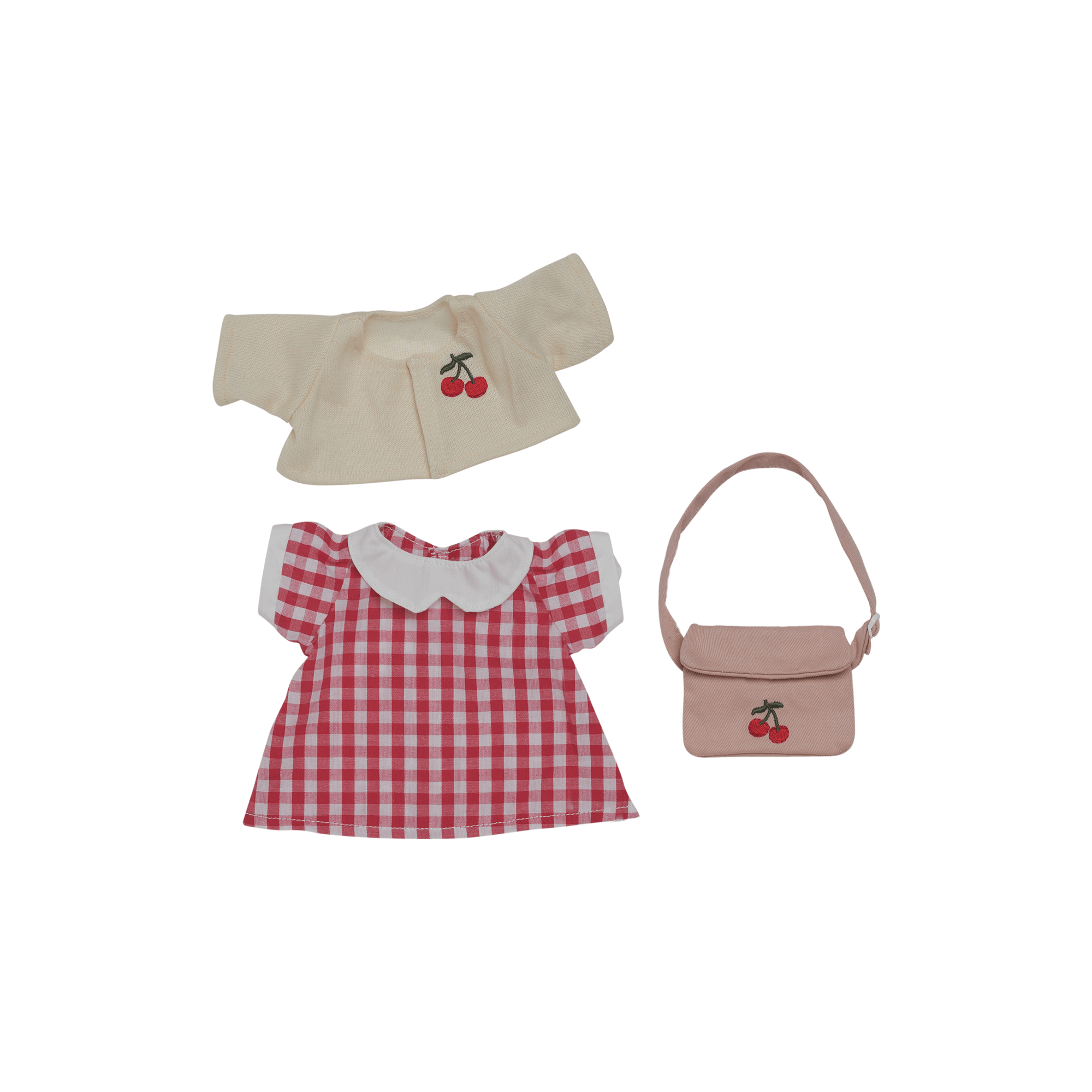 Olli Ella Cherry Gingham Outfit Set - Red