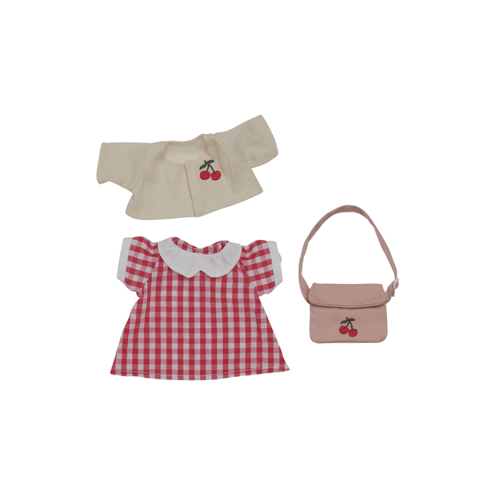 Olli Ella Cherry Gingham Outfit Set - Red
