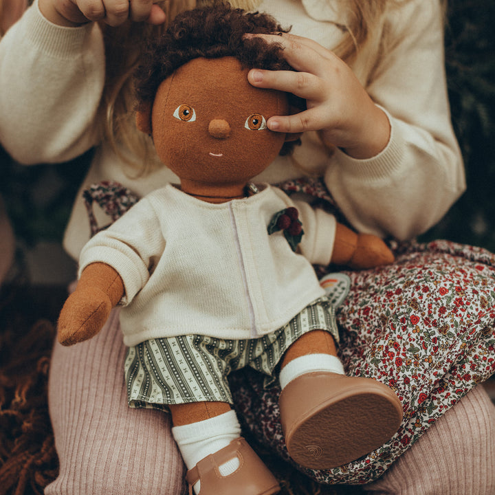 Olli Ella Dinkum Doll Cardigan and Romper Set - Holiday