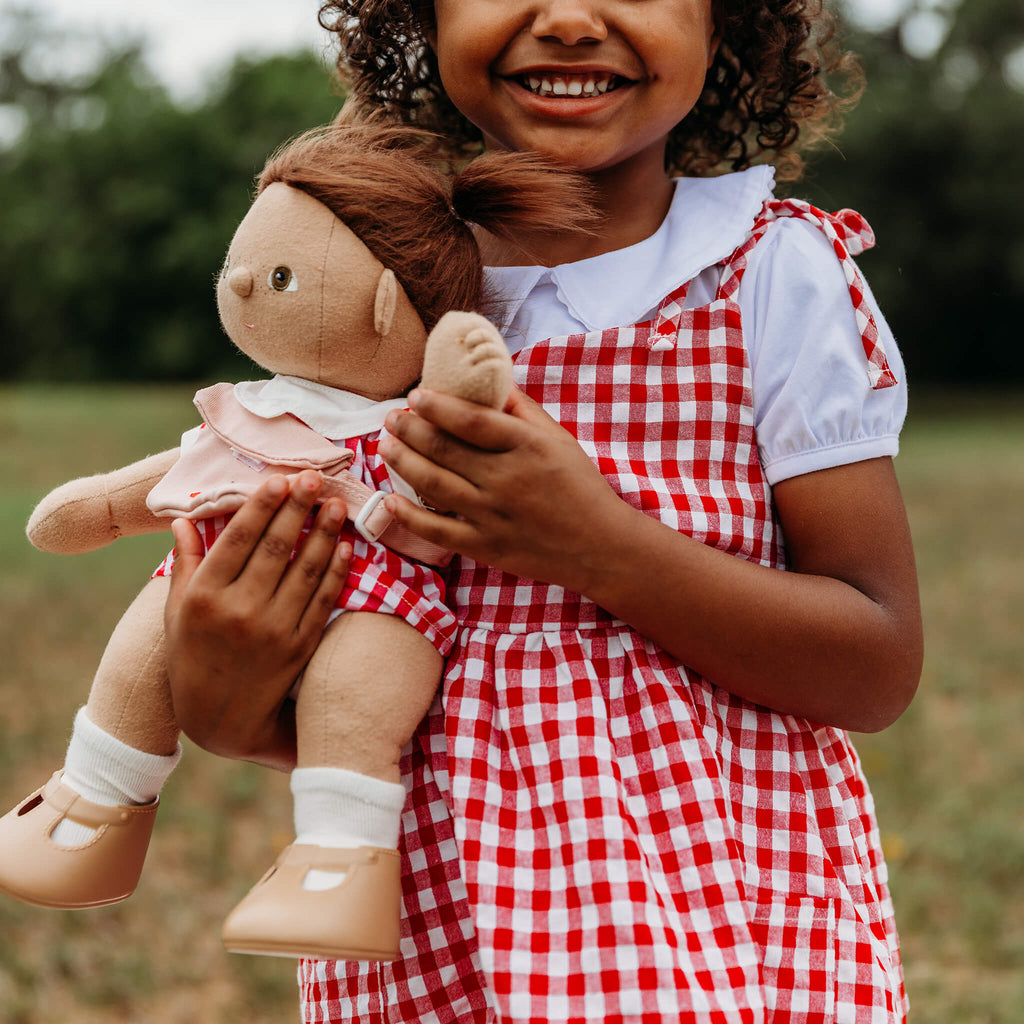 Olli Ella Cherry Gingham Outfit Set - Red