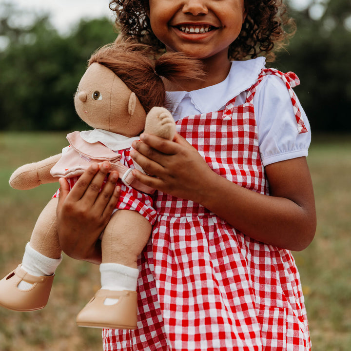 Olli Ella Cherry Gingham Outfit Set - Red