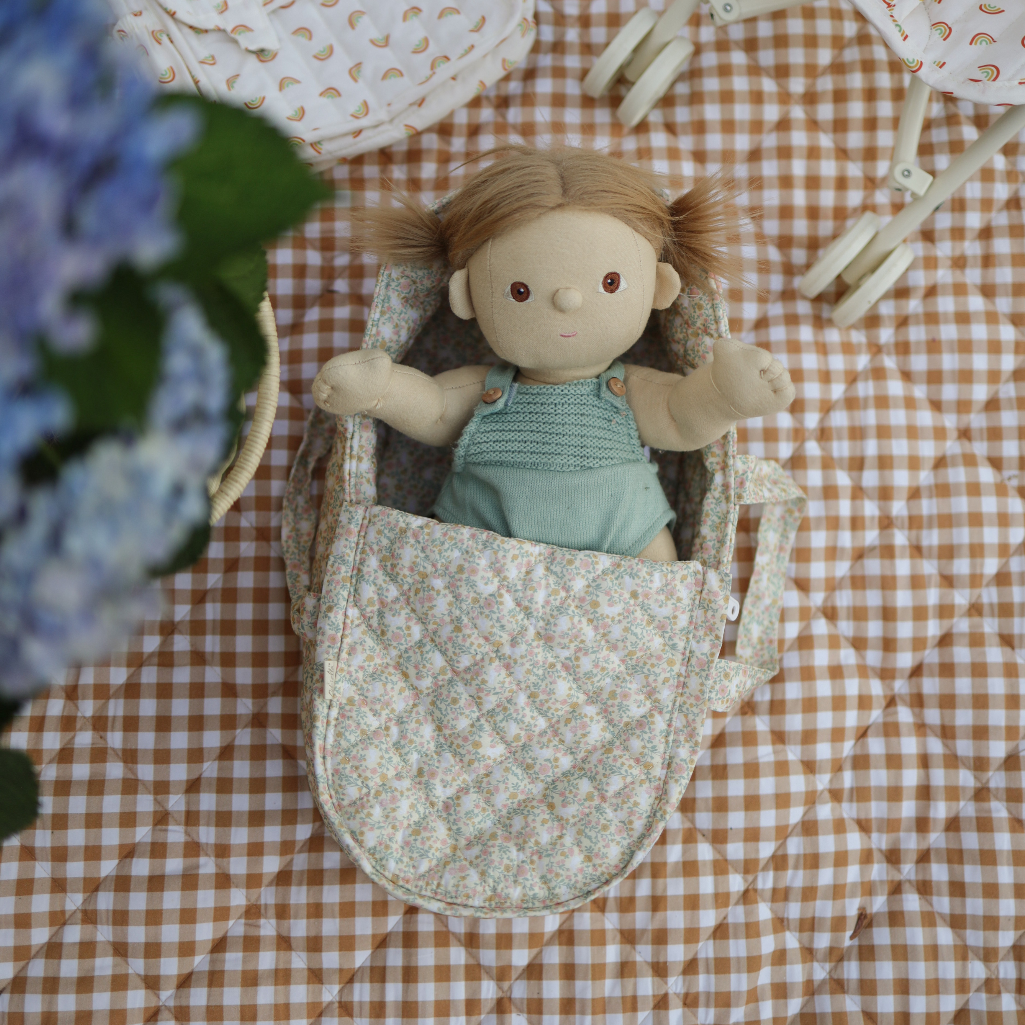 Dinkum Doll Quilted Carry Cot - Garden Floral