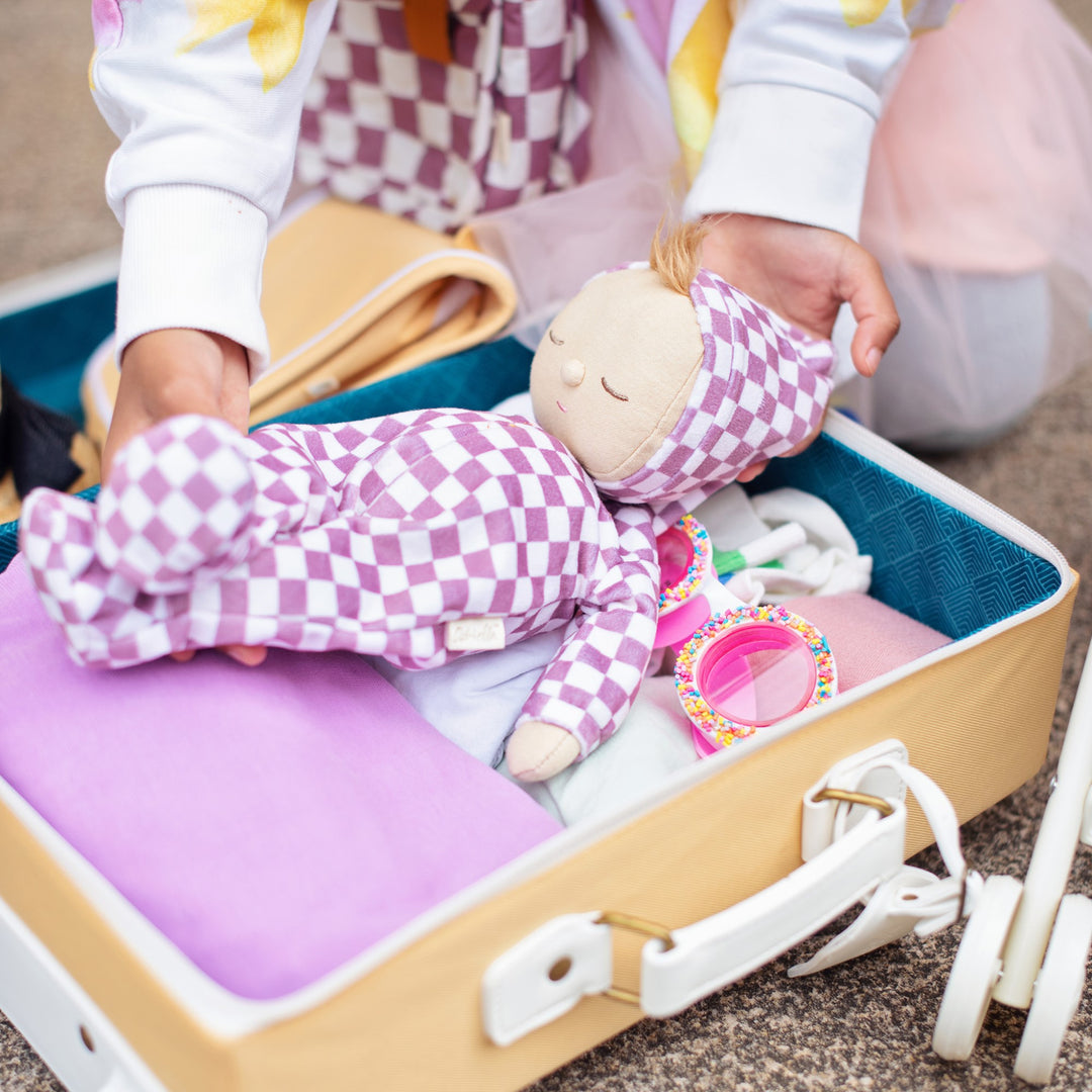 Olli Ella Dozy Dinkum Doll Twinkle - Plum Check
