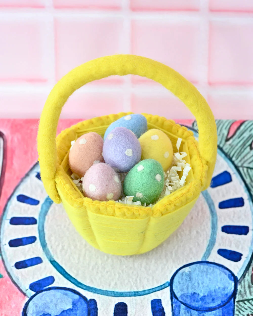 Petite Yellow Felt Easter Basket