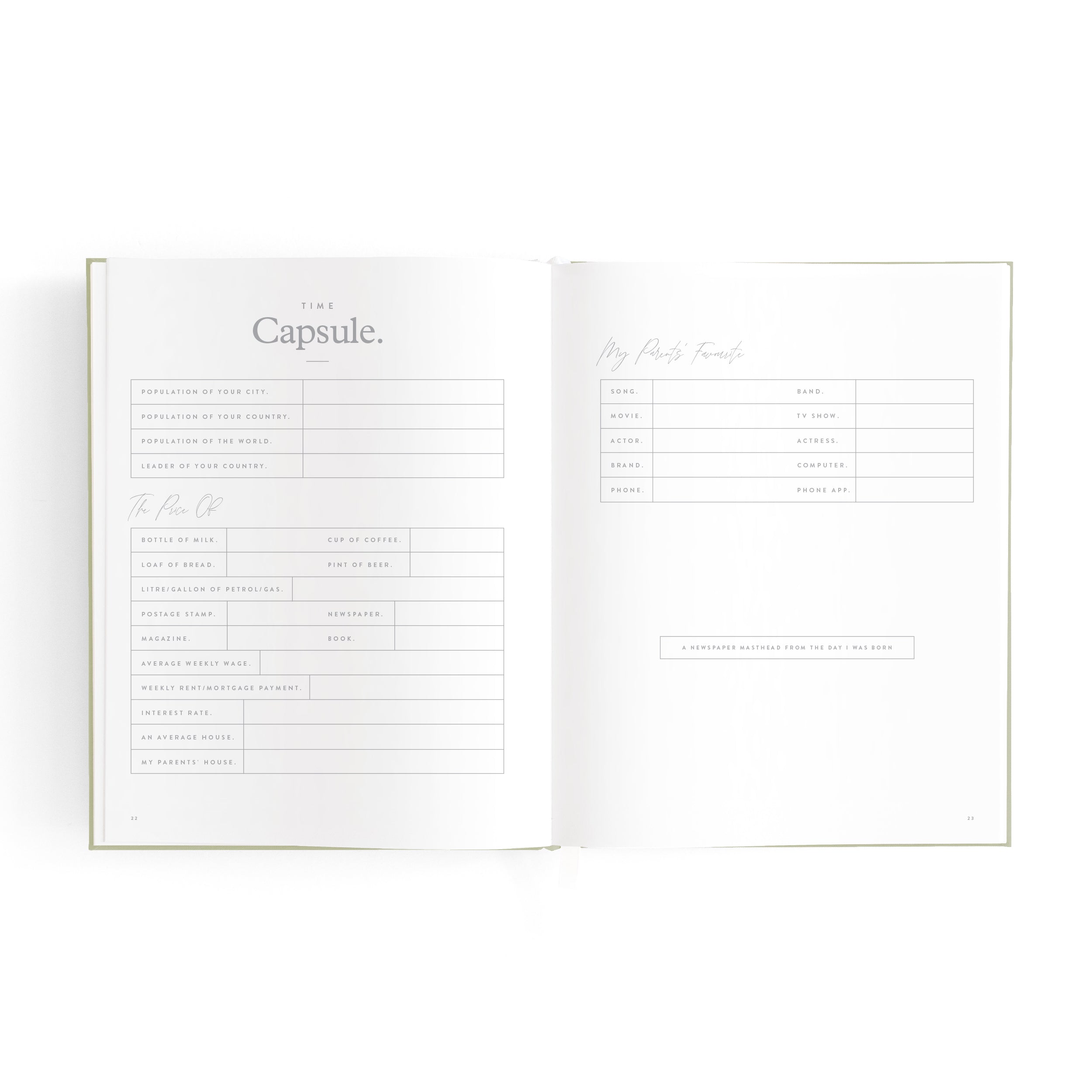Fox & Fallow Mini Baby Book - Sage