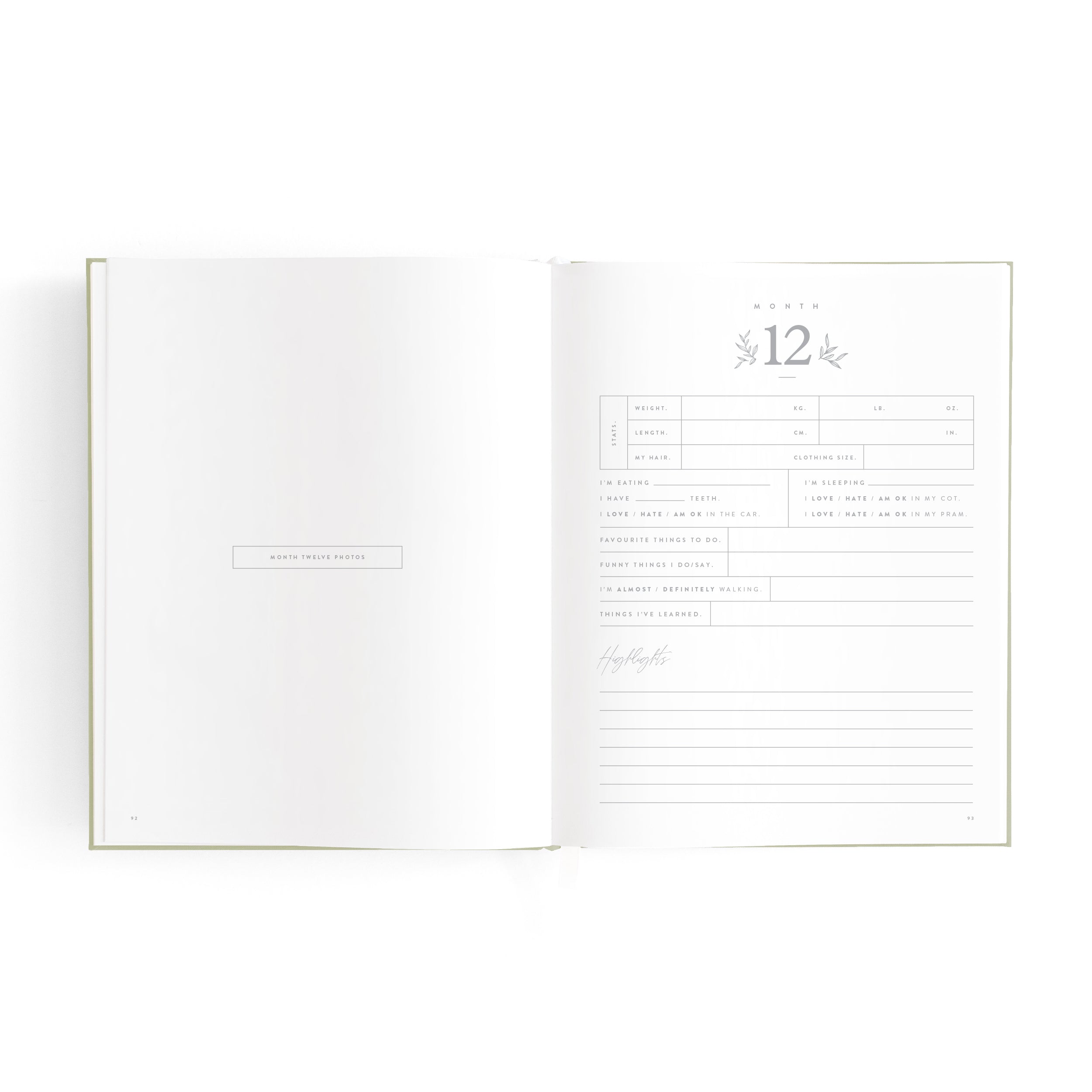 Fox & Fallow Mini Baby Book - Sage