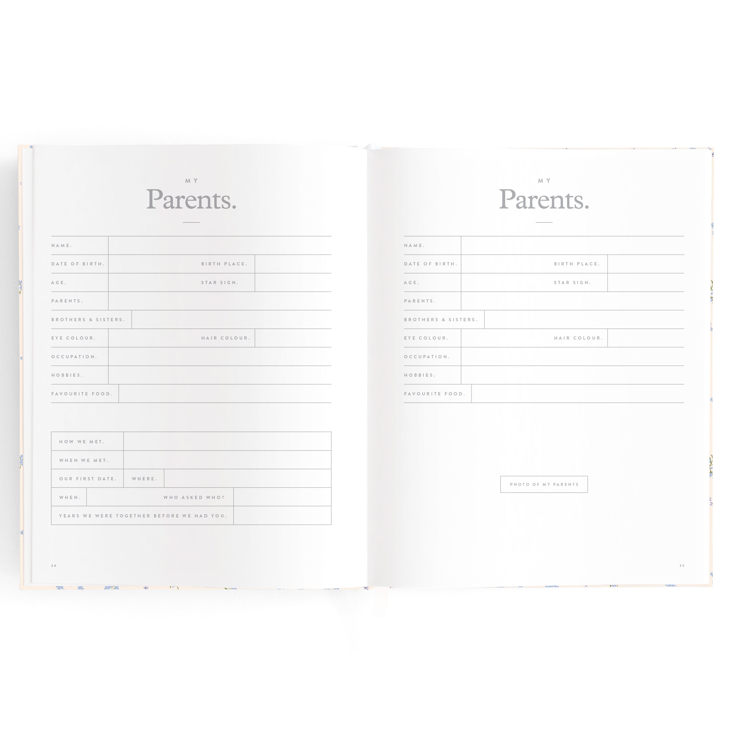 Fox & Fallow Baby Book - Forget Me Not