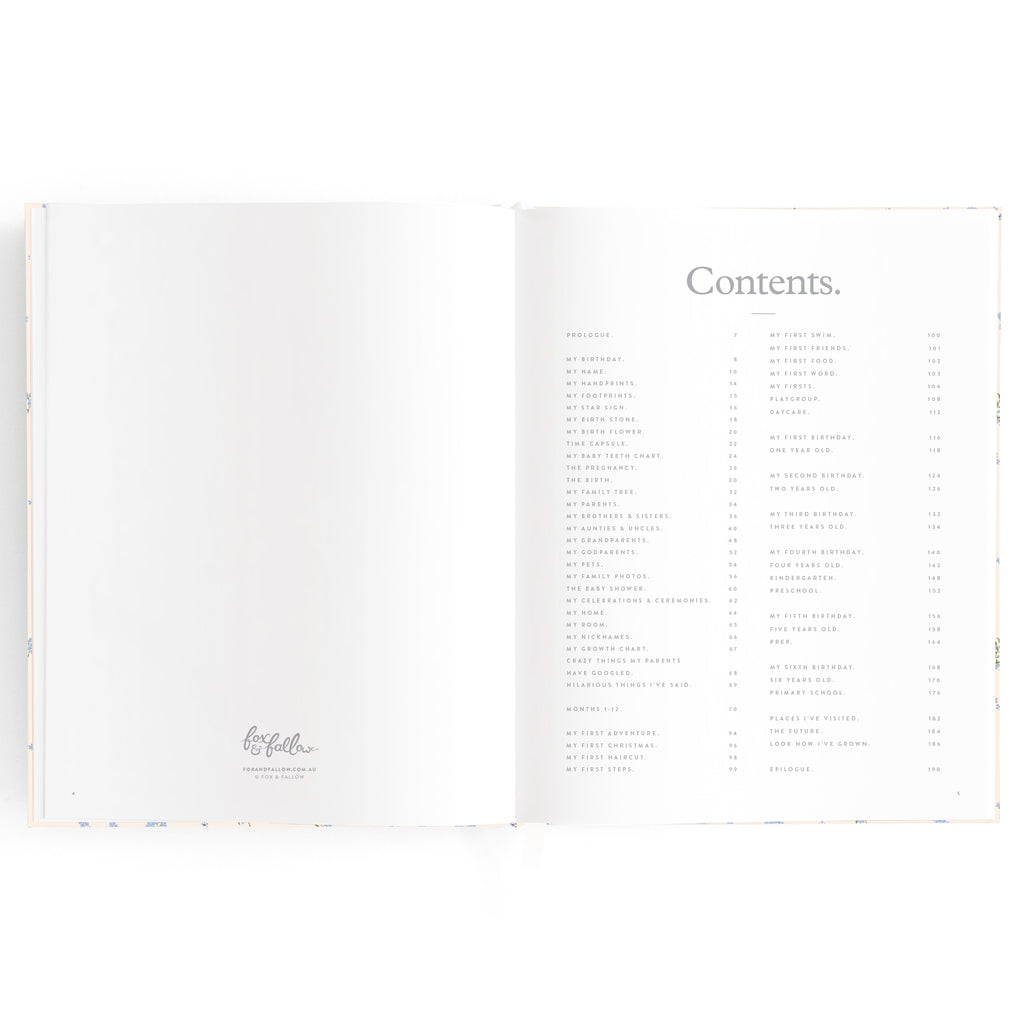 Fox & Fallow Baby Book - Forget Me Not