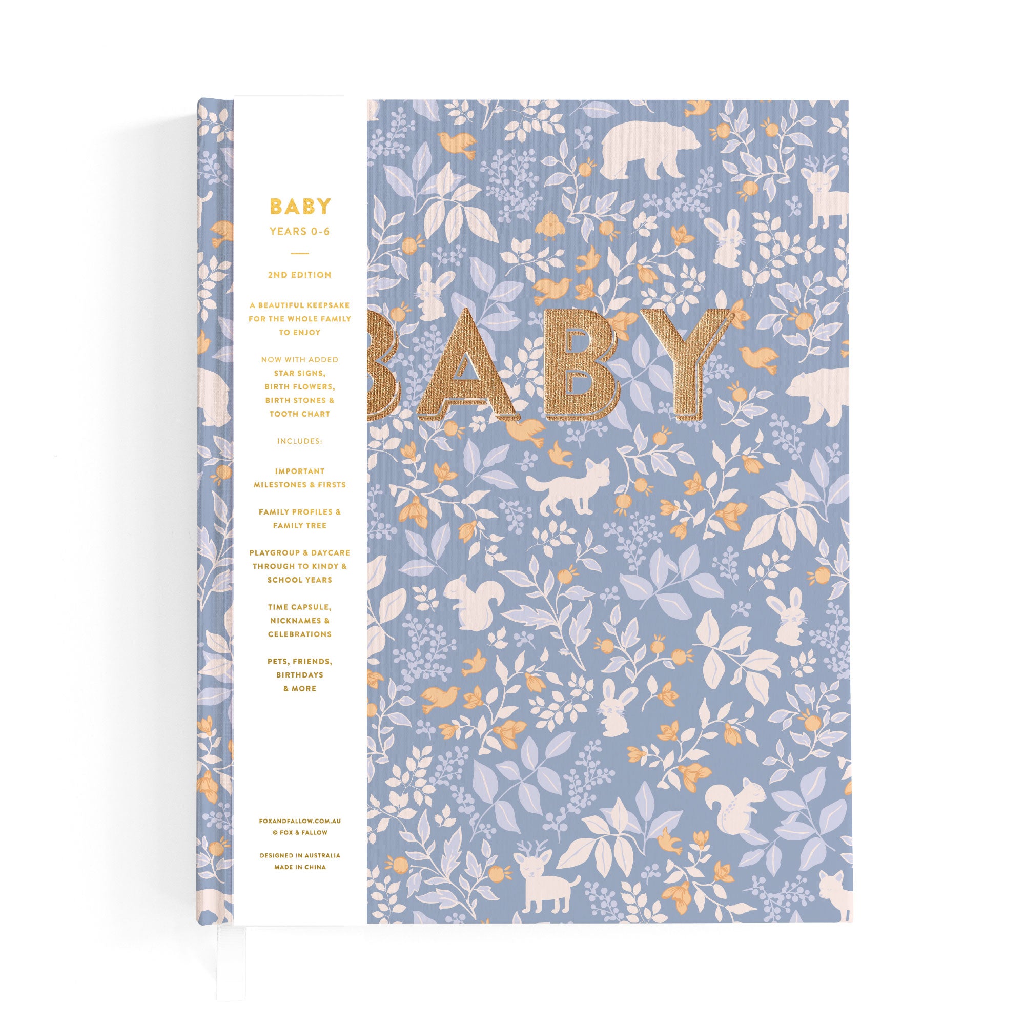 Fox & Fallow Baby Book - Forest Friends Cornflower