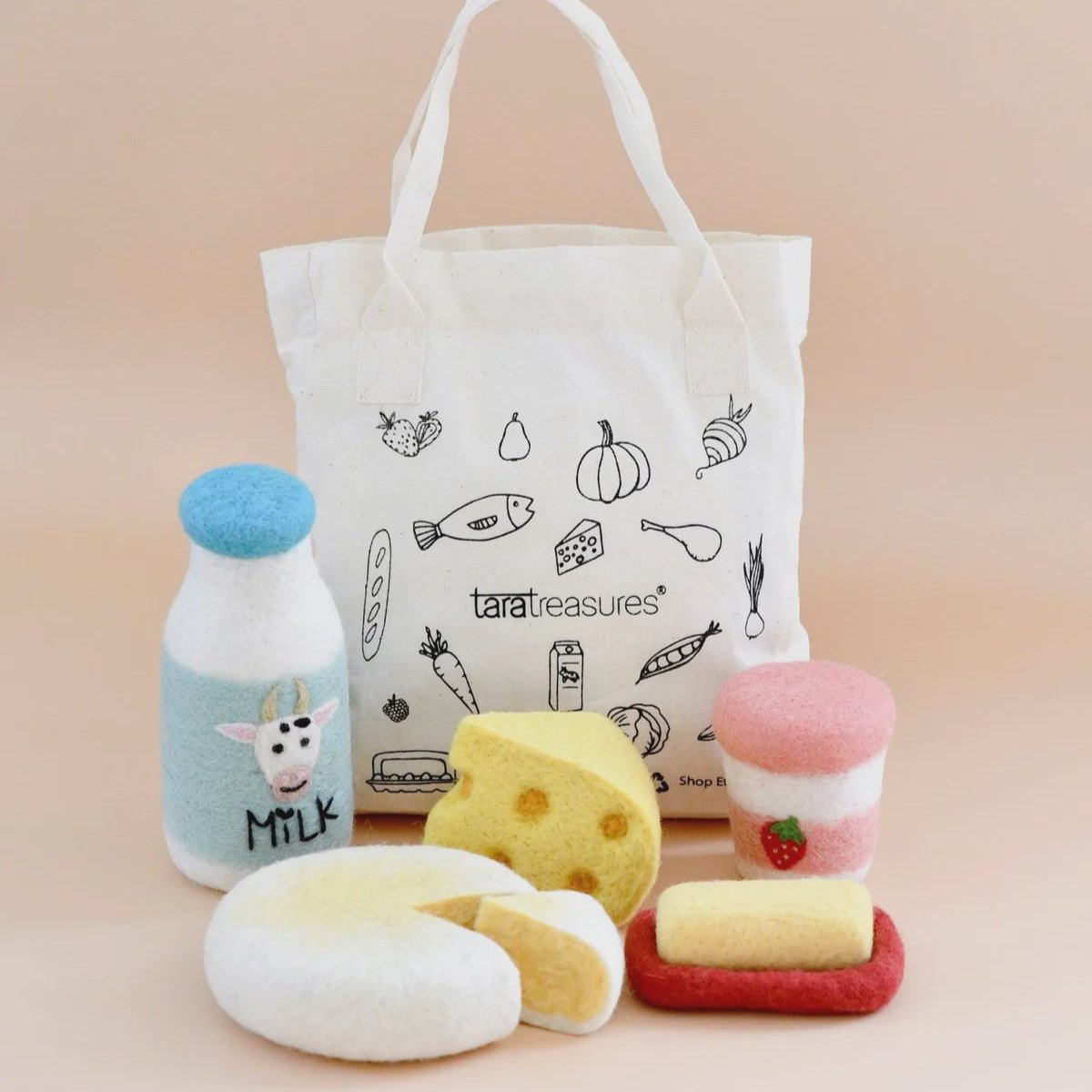 Tara Treasures Felt Food Groups Play Food - Dairy