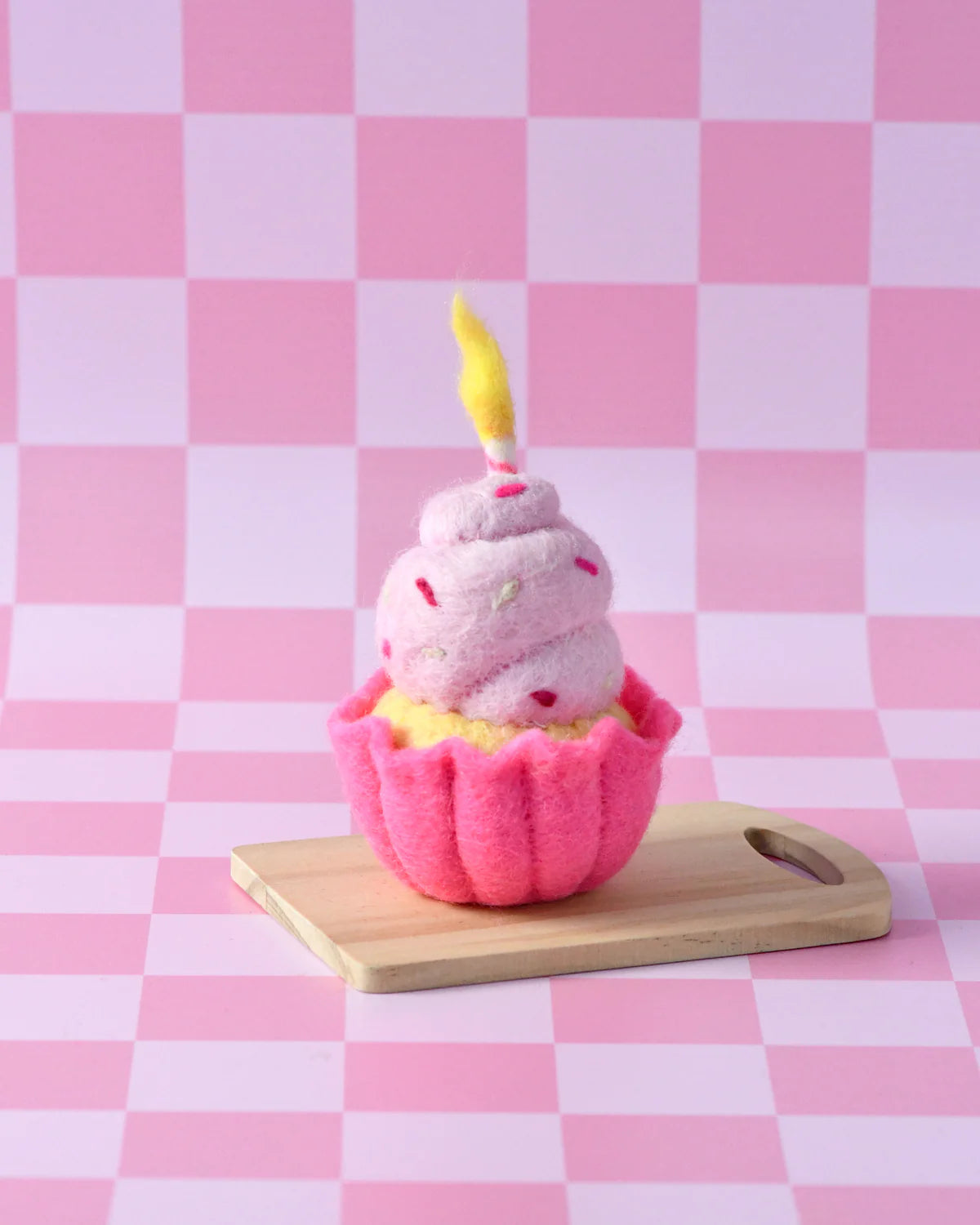 Tara Treasures Felt Giant Pink Vanilla Cupcake with Candle