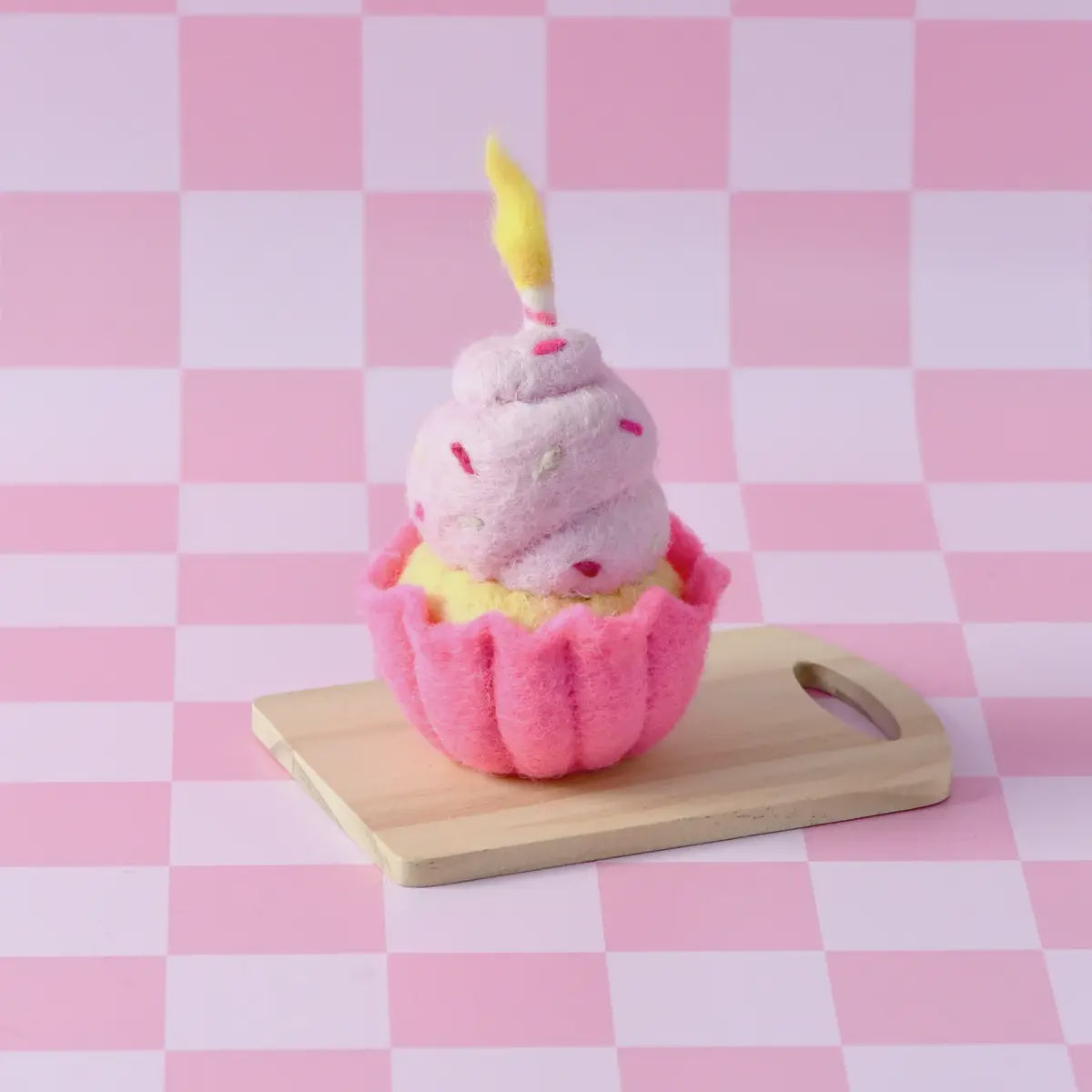 Tara Treasures Felt Giant Pink Vanilla Cupcake with Candle
