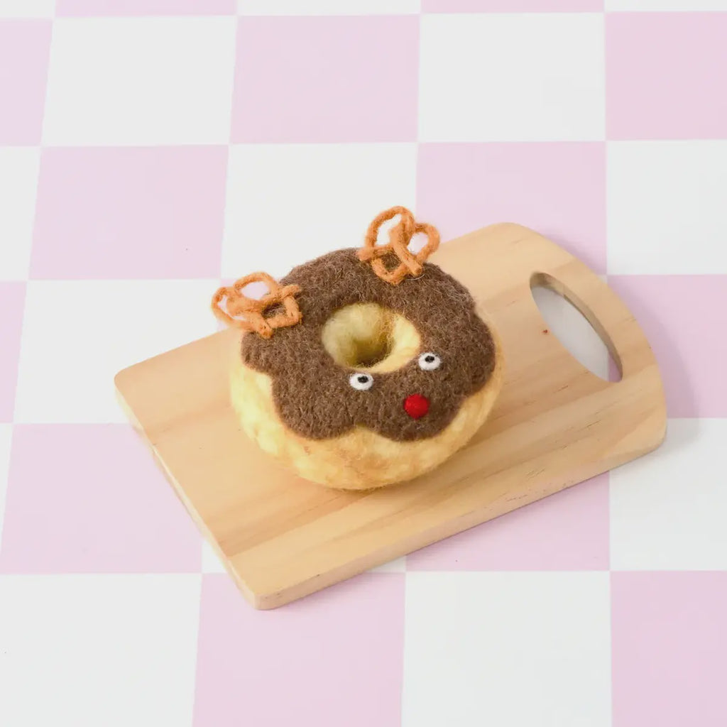 Felt Christmas Donut - Reindeer Doughnut with Salted Pretzels