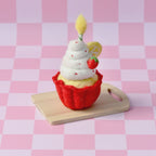 Felt Giant Strawberry Cupcake with Candle