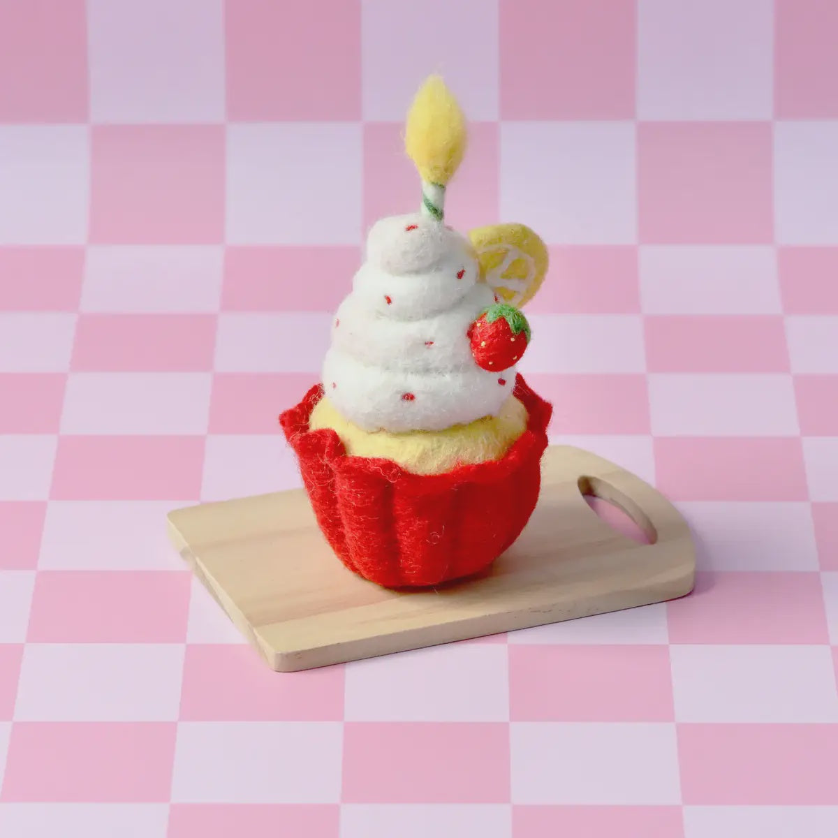 Tara Treasures Felt Giant Strawberry Cupcake with Candle