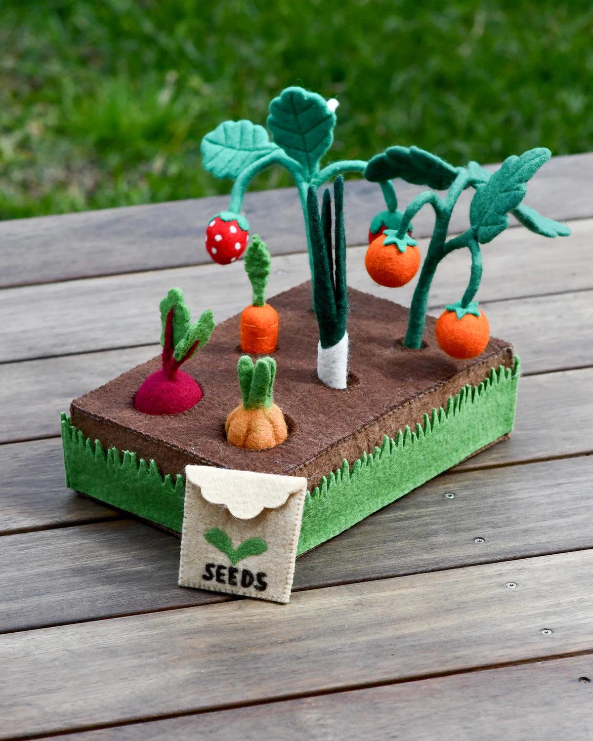 Felt Garden Planter Box with Sprouts and Vegetables