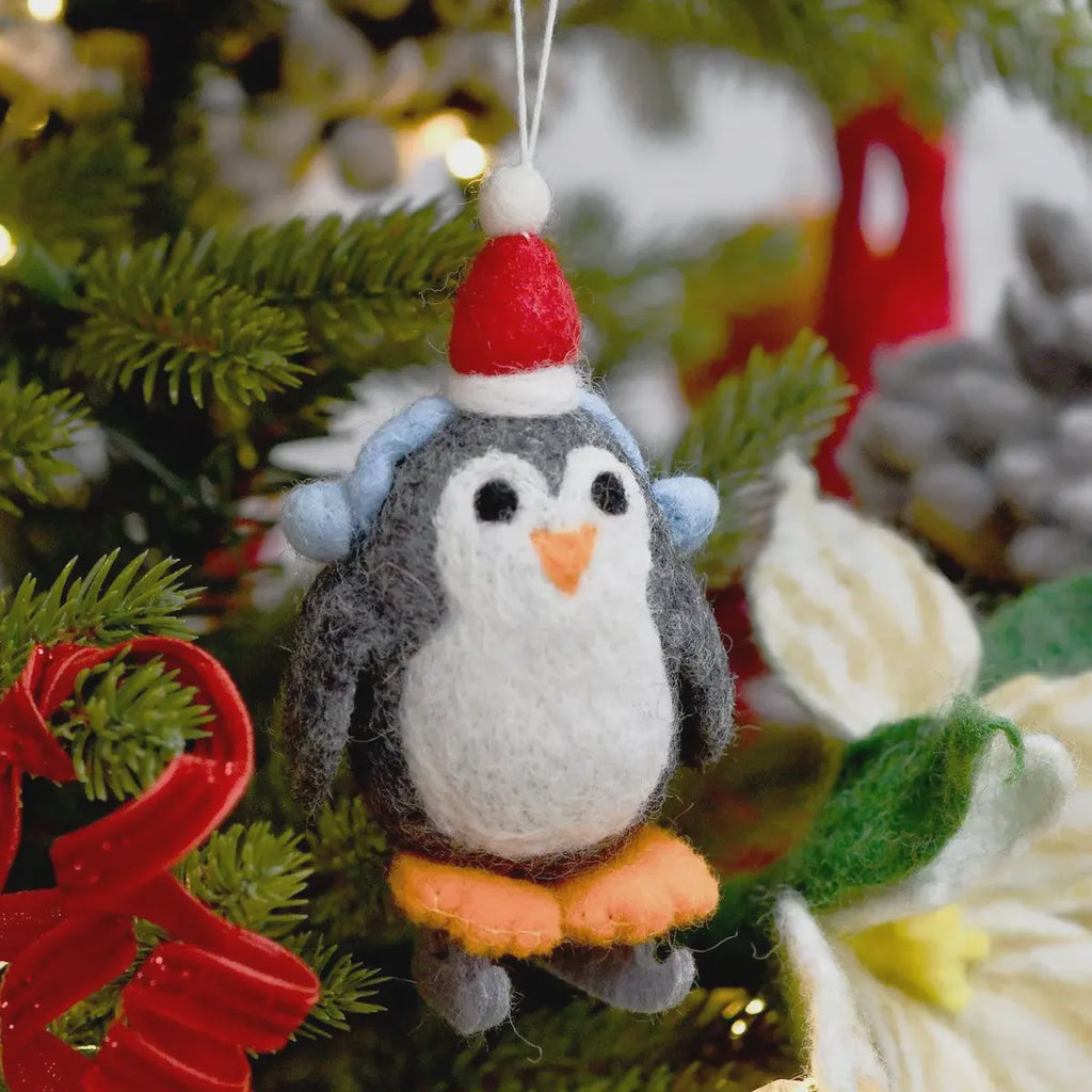 Felt Penguin with Ice Skates Ornament