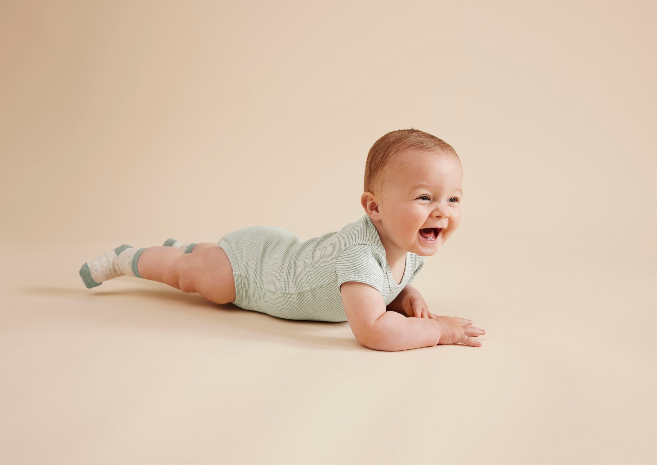 Organic Stripe Rib Bodysuit - Fern