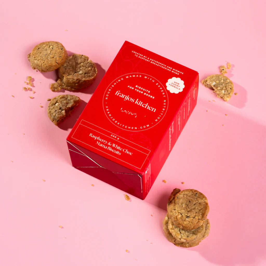 Franjos Kitchen Raspberry & White Choc Mama Biscuits