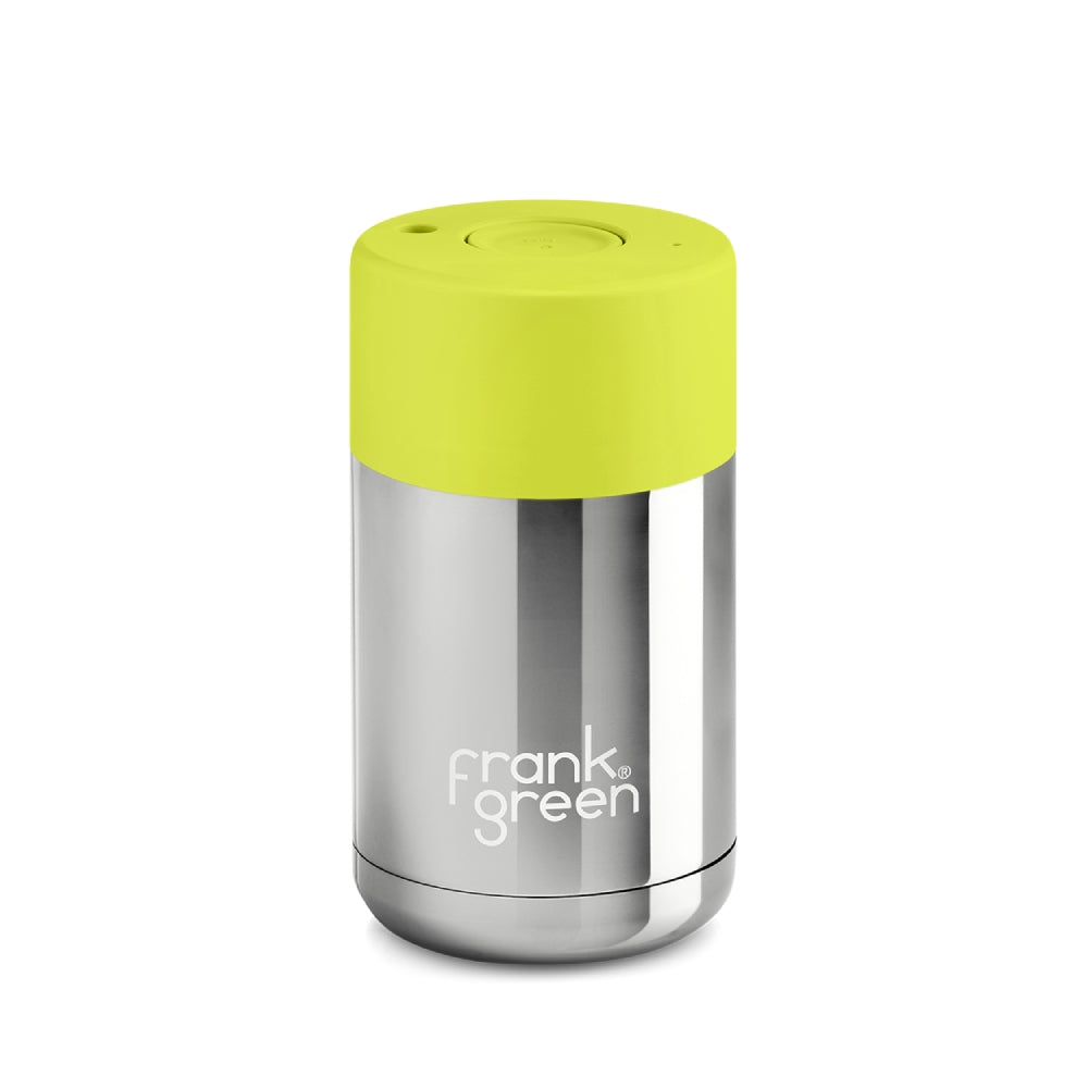 Frank Green Reusable Cup 295ml - Silver/Neon Yellow